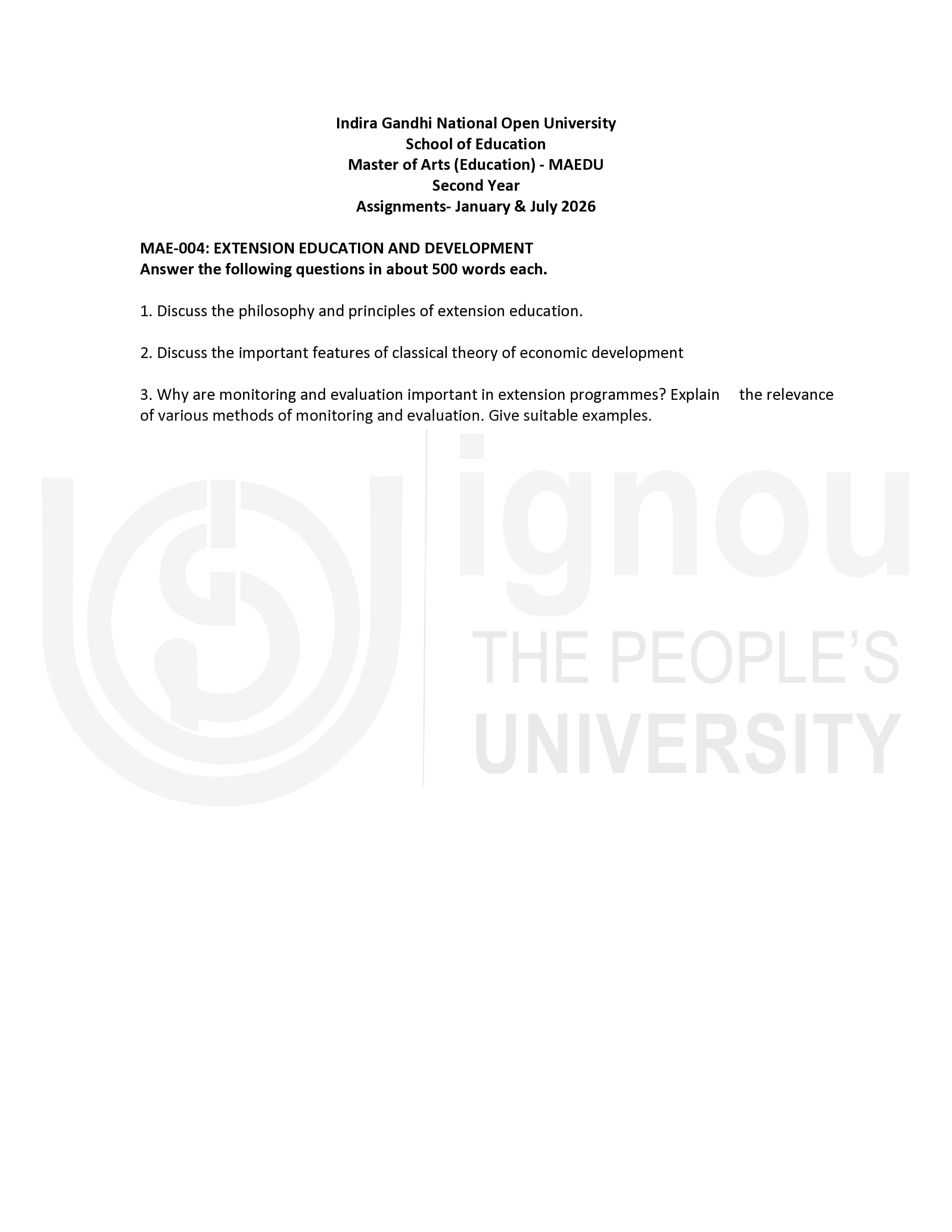 IGNOU MAE 004 Handwritten Hardcopy Assignment 2026-26 (English Medium)