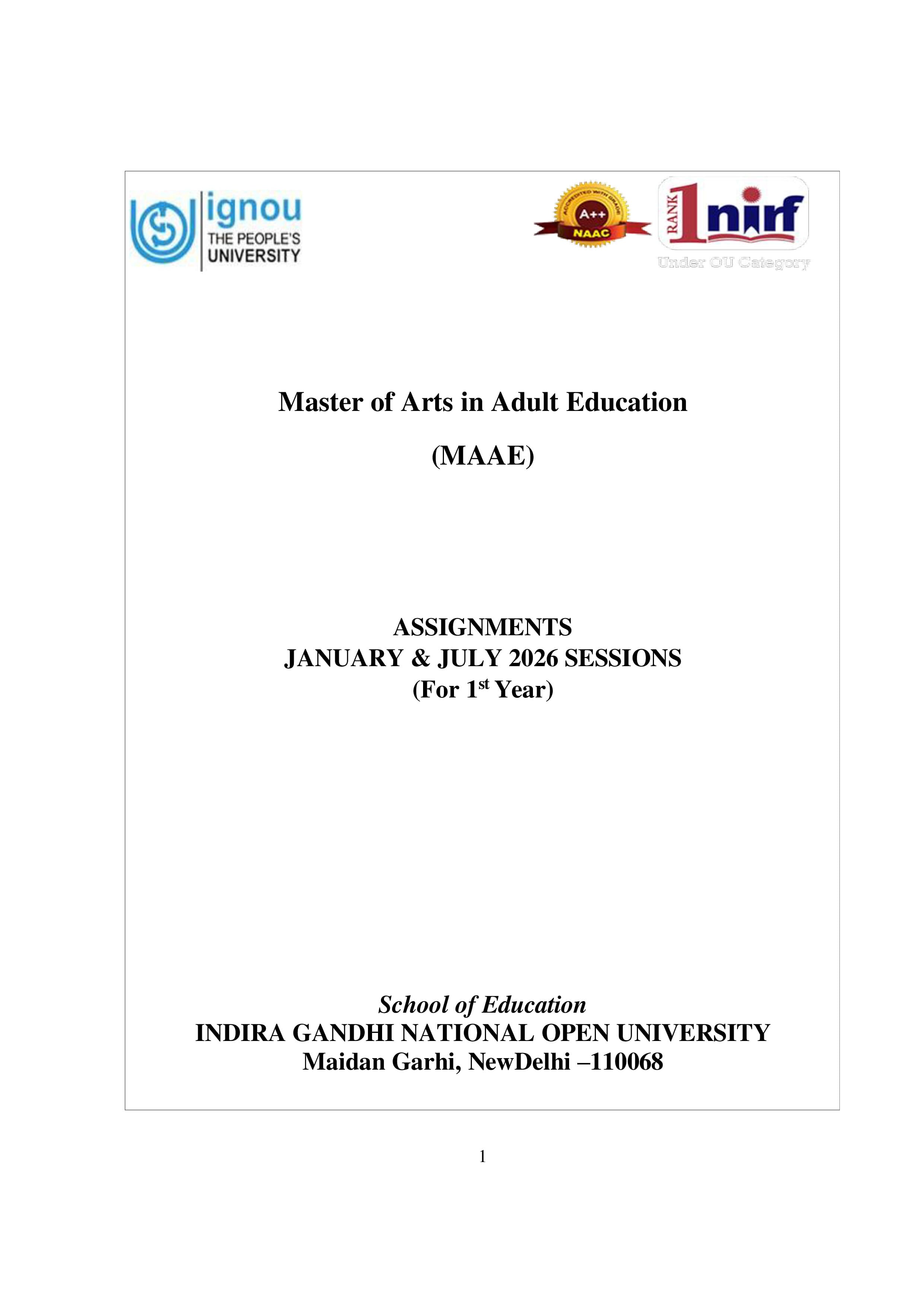 IGNOU MAE 006 Handwritten Hardcopy Assignment 2026-26 (English Medium)
