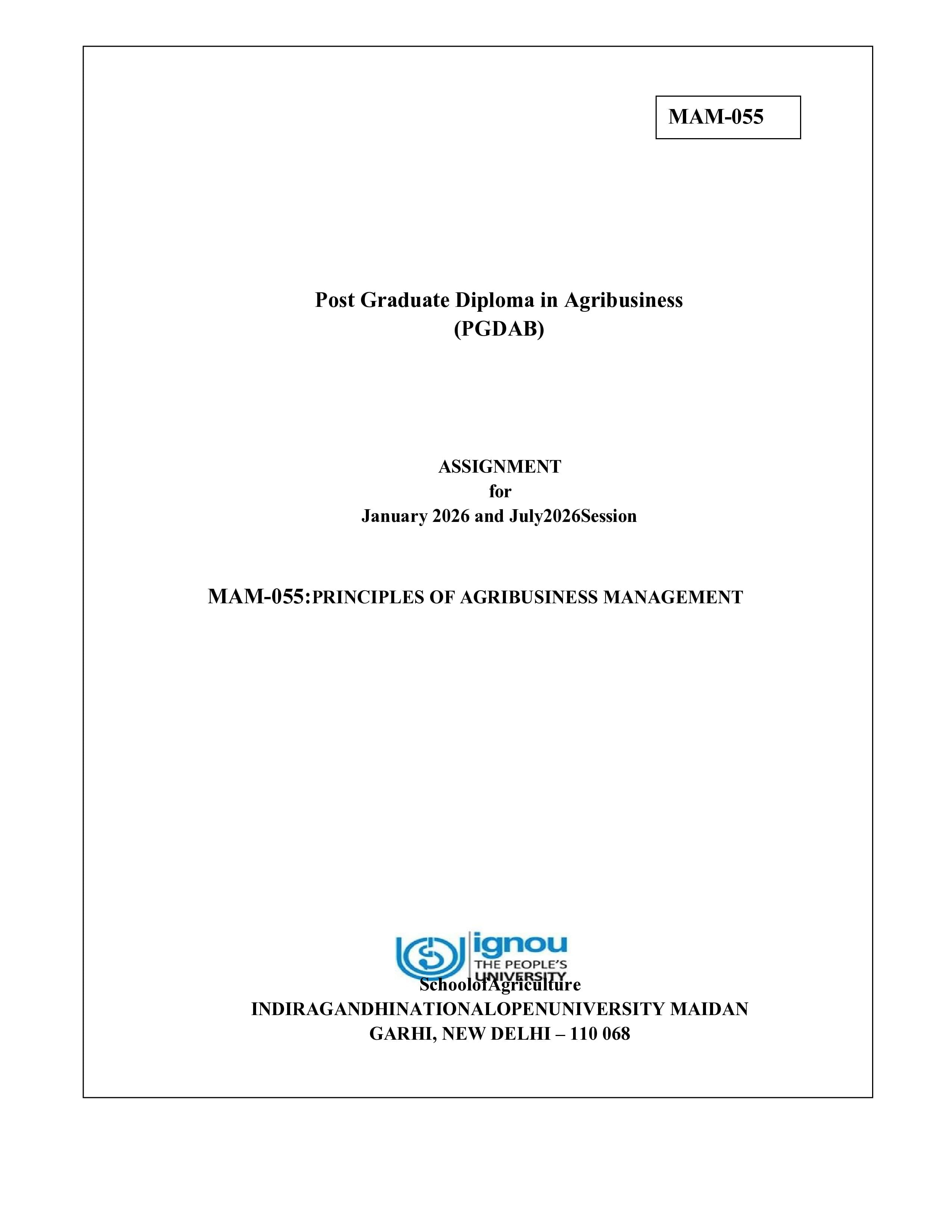 IGNOU MAM 055 Handwritten Hardcopy Assignment 2026-26 (English Medium)