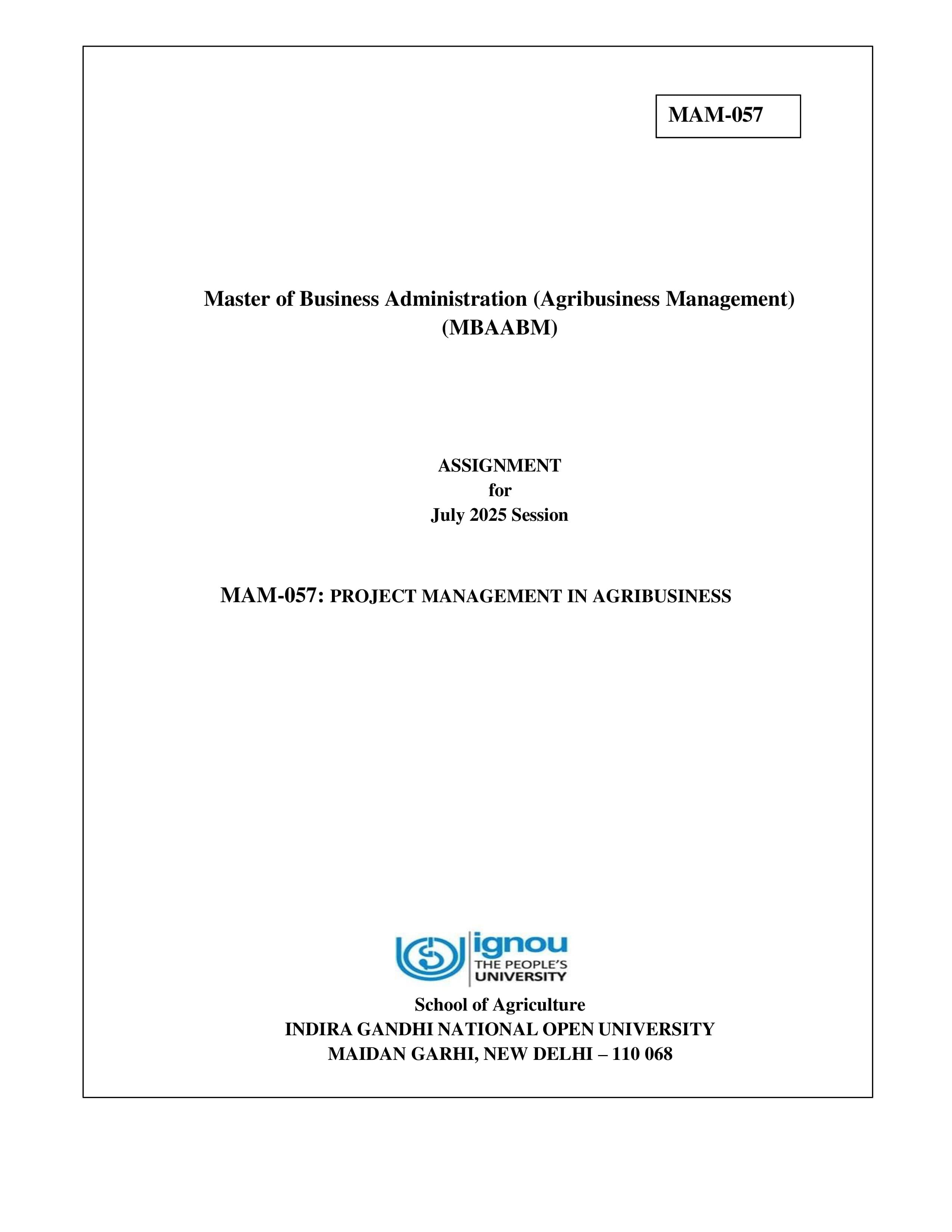 IGNOU MAM 057 Handwritten Hardcopy Assignment 2025-25 (English Medium)