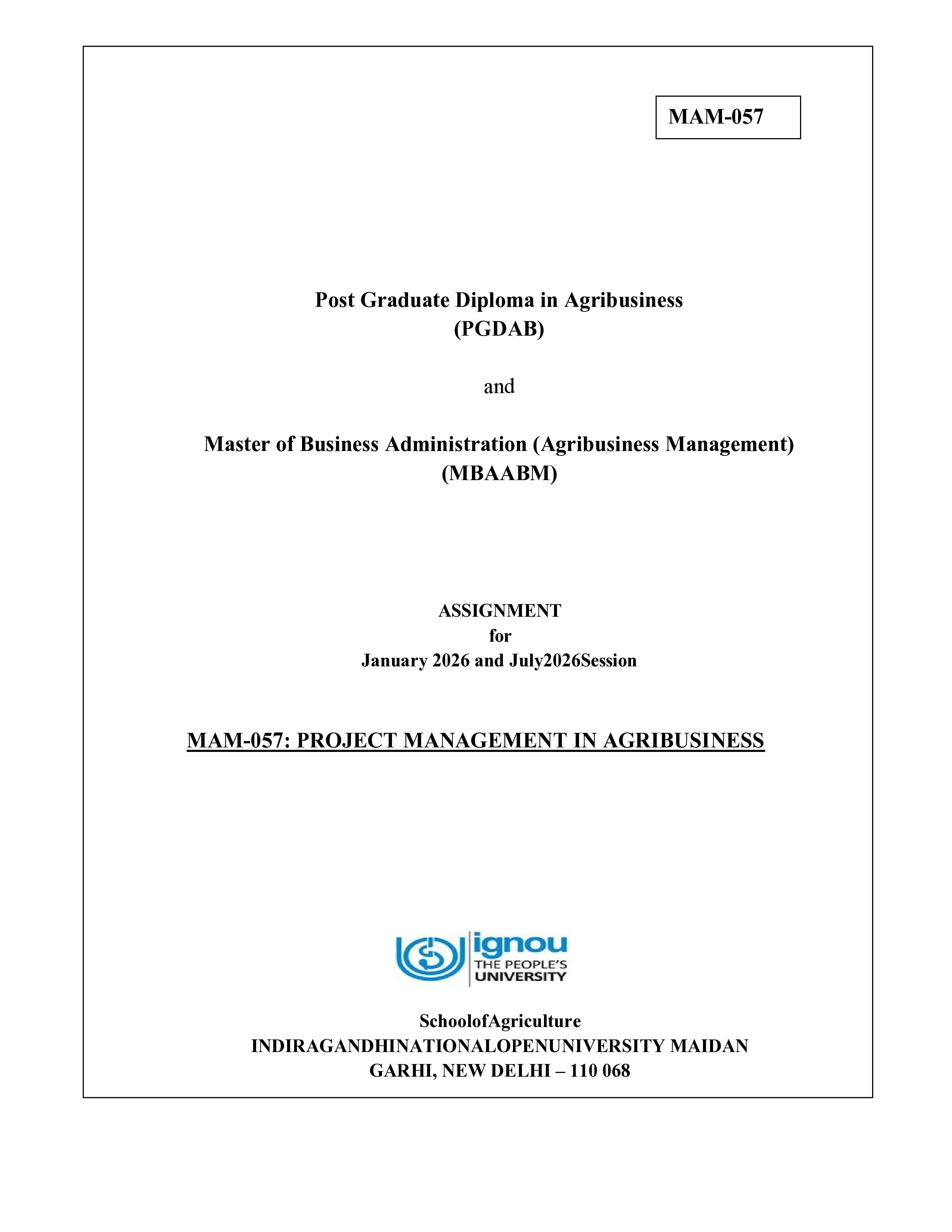 IGNOU MAM 057 Handwritten Hardcopy Assignment 2026-26 (English Medium)