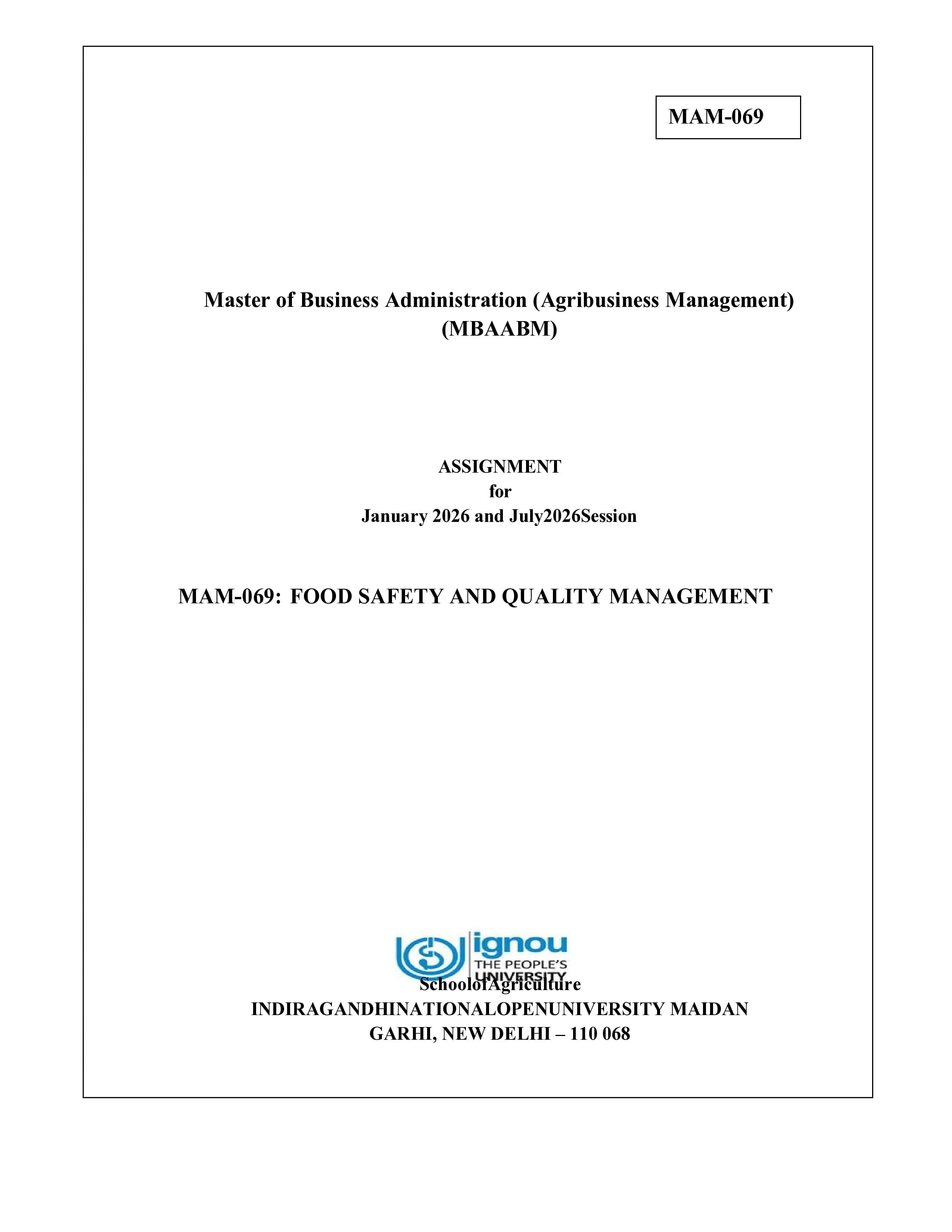 IGNOU MAM 069 Handwritten Hardcopy Assignment 2026-26 (English Medium)