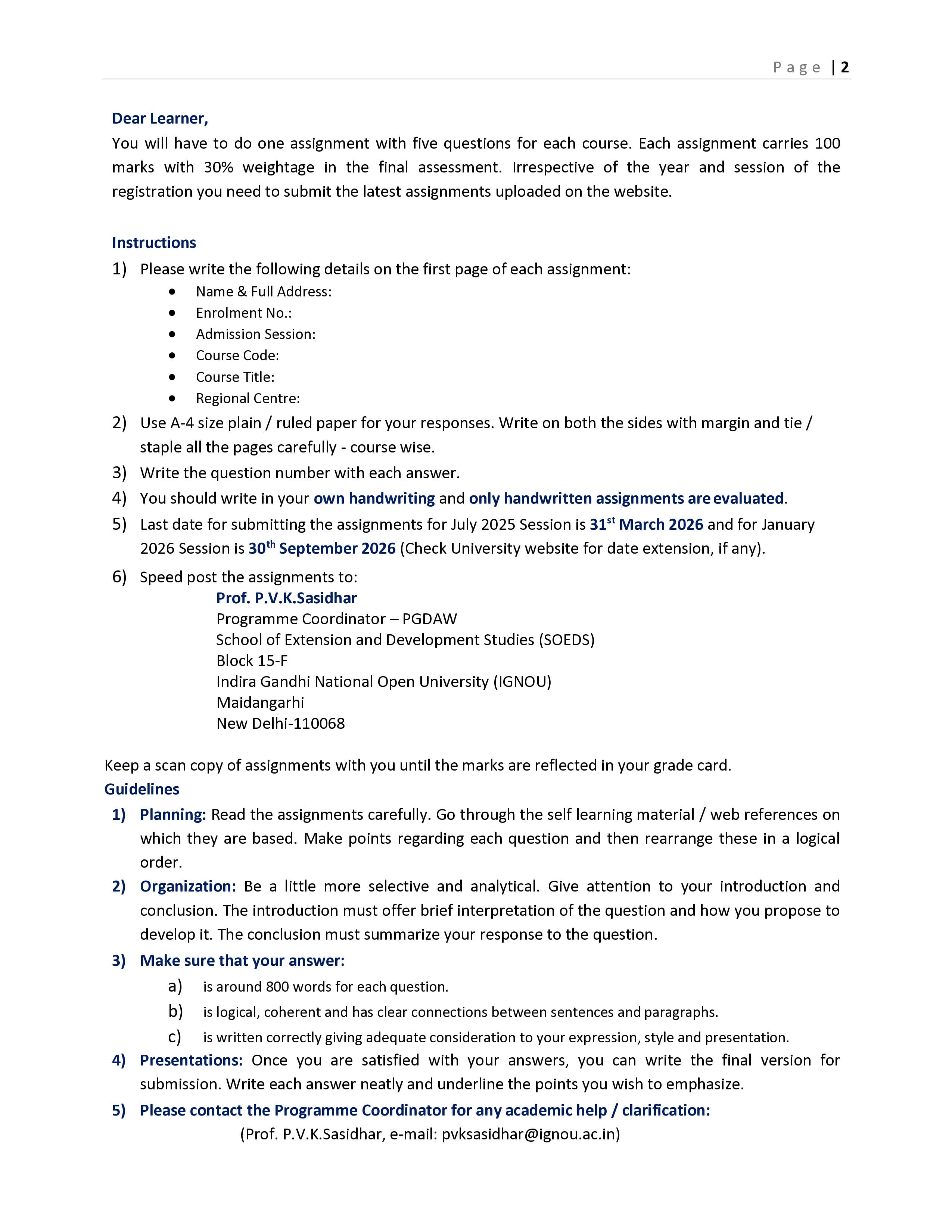 IGNOU MAW 002 Handwritten Hardcopy Assignment 2025-2026 (English Medium)