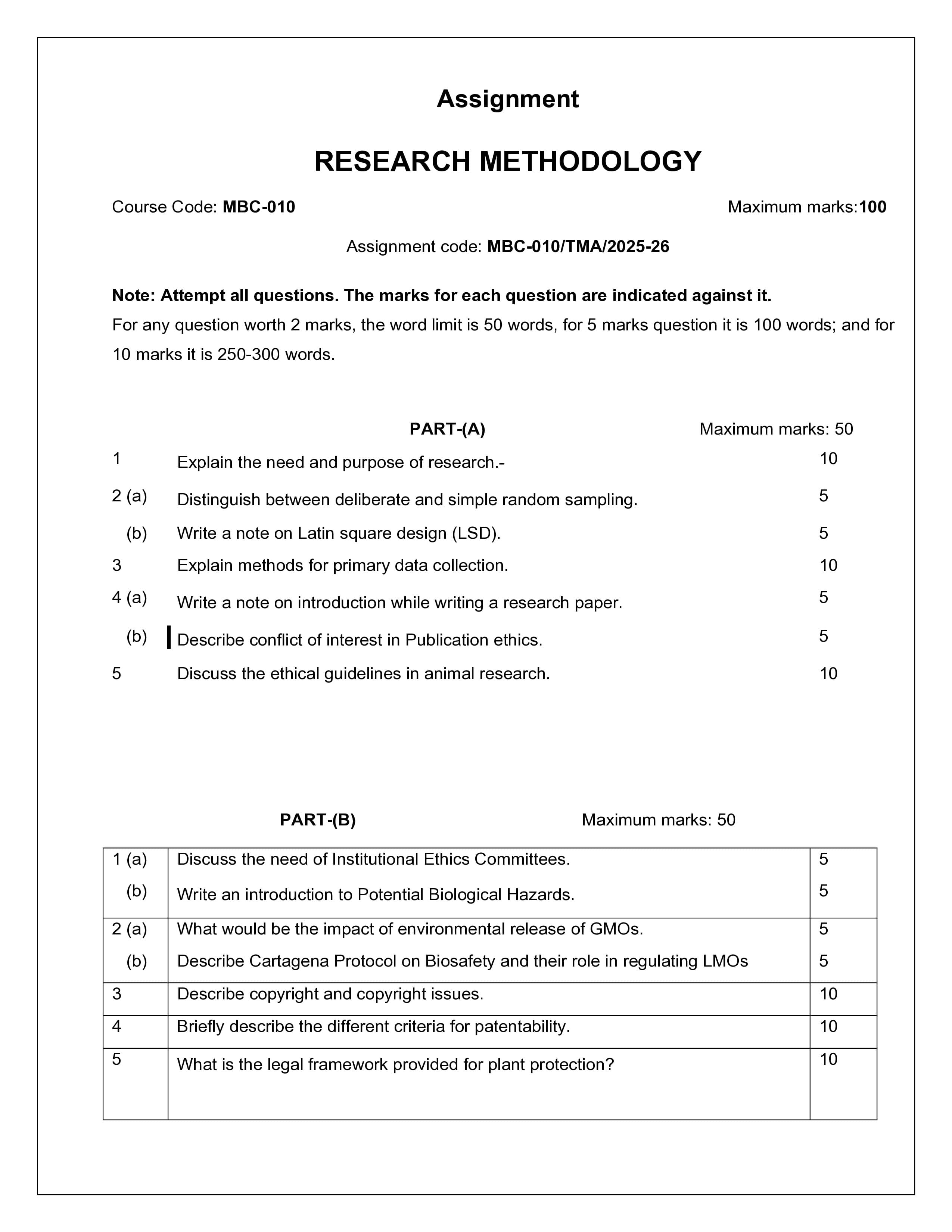 IGNOU MBC 010 Handwritten Hardcopy Assignment 2025-2026 (English Medium)