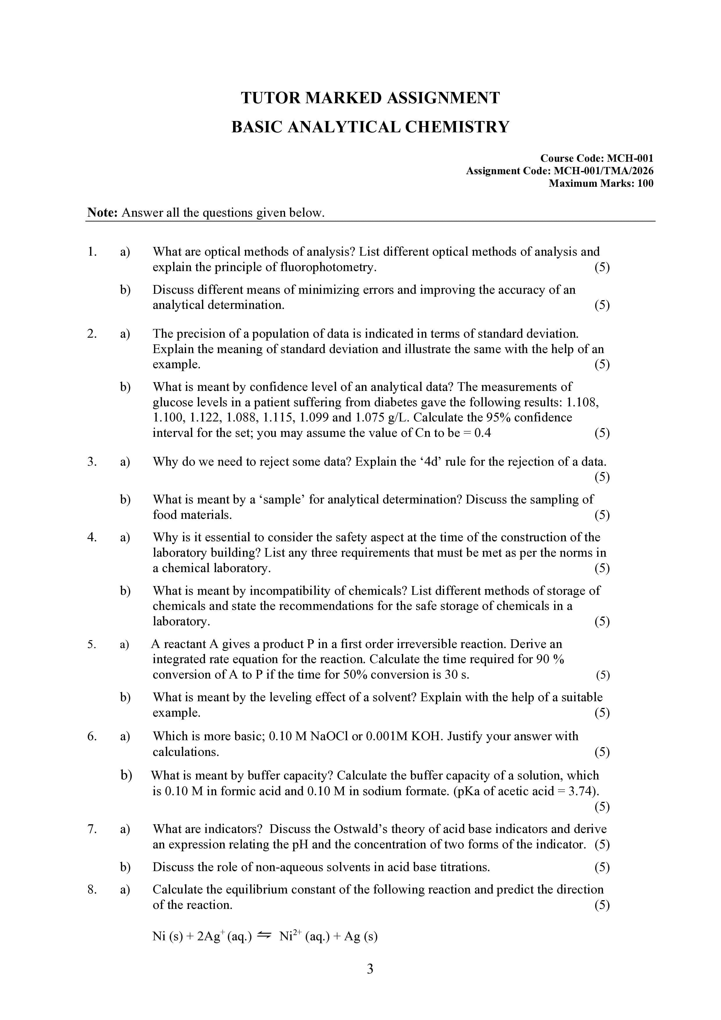 IGNOU MCH 001 Handwritten Hardcopy Assignment 2026-26 (English Medium)
