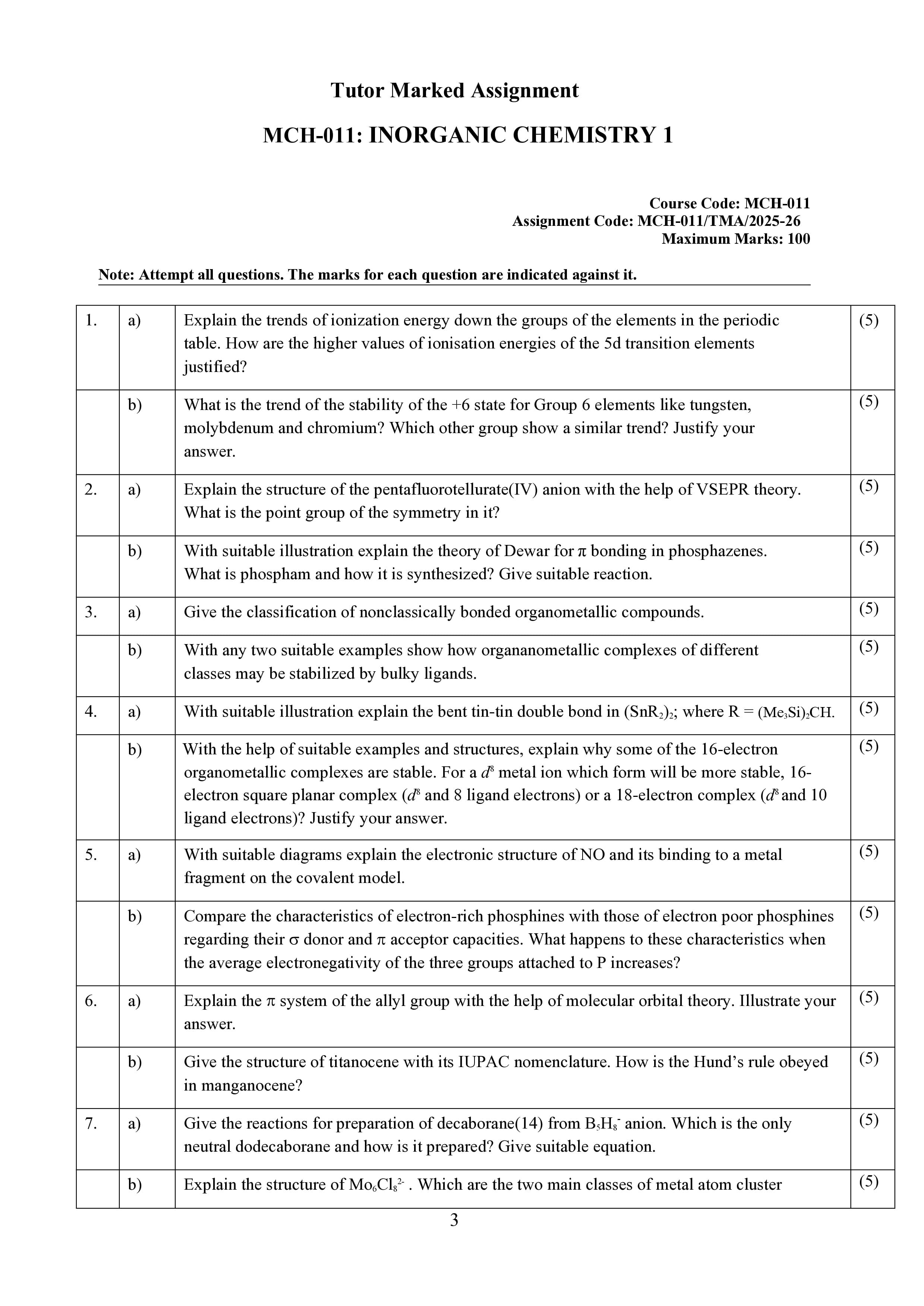 IGNOU MCH 011 Handwritten Hardcopy Assignment 2025-2026 (English Medium)