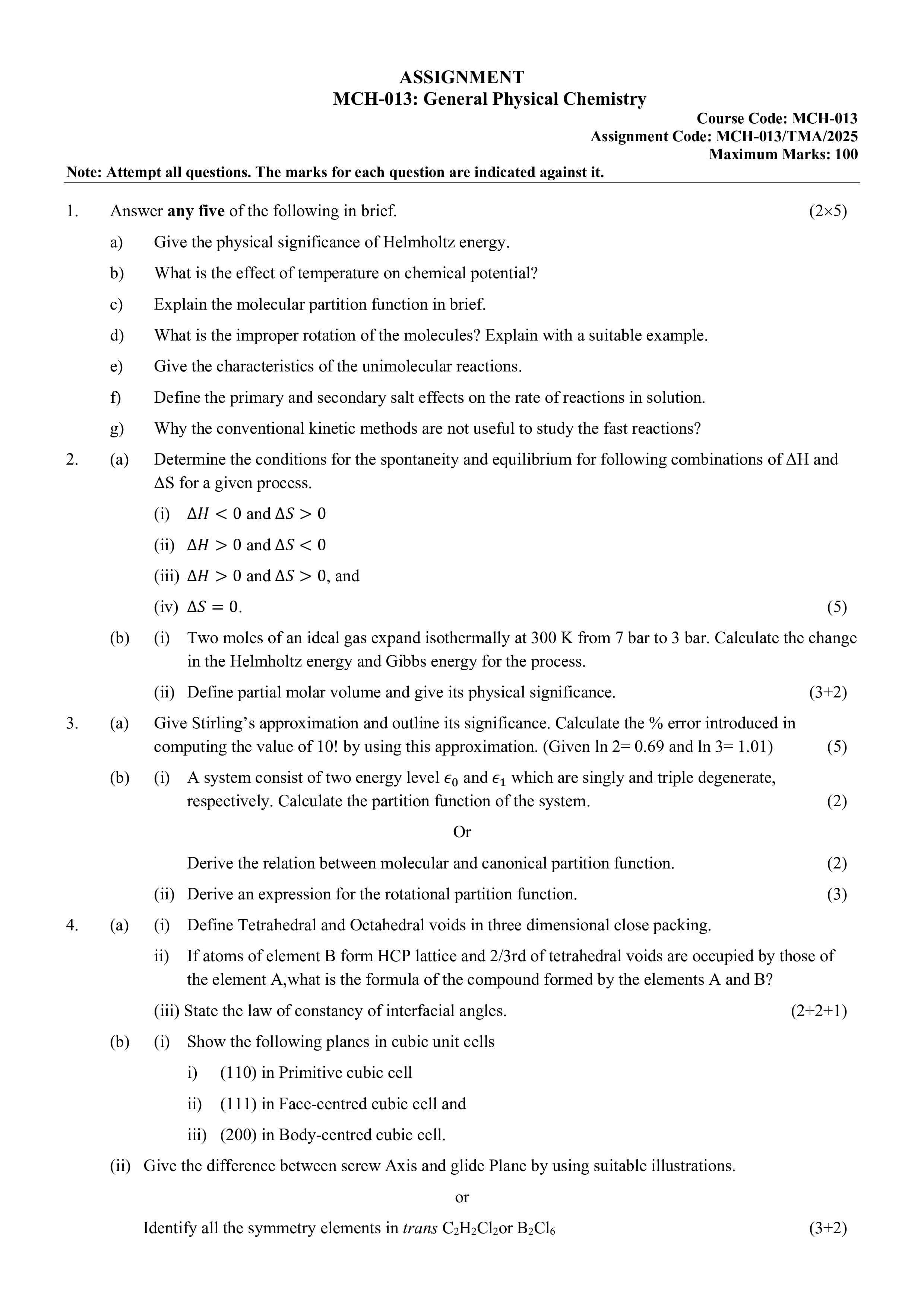 IGNOU MCH 013 Handwritten Hardcopy Assignment 2025-25 (English Medium)