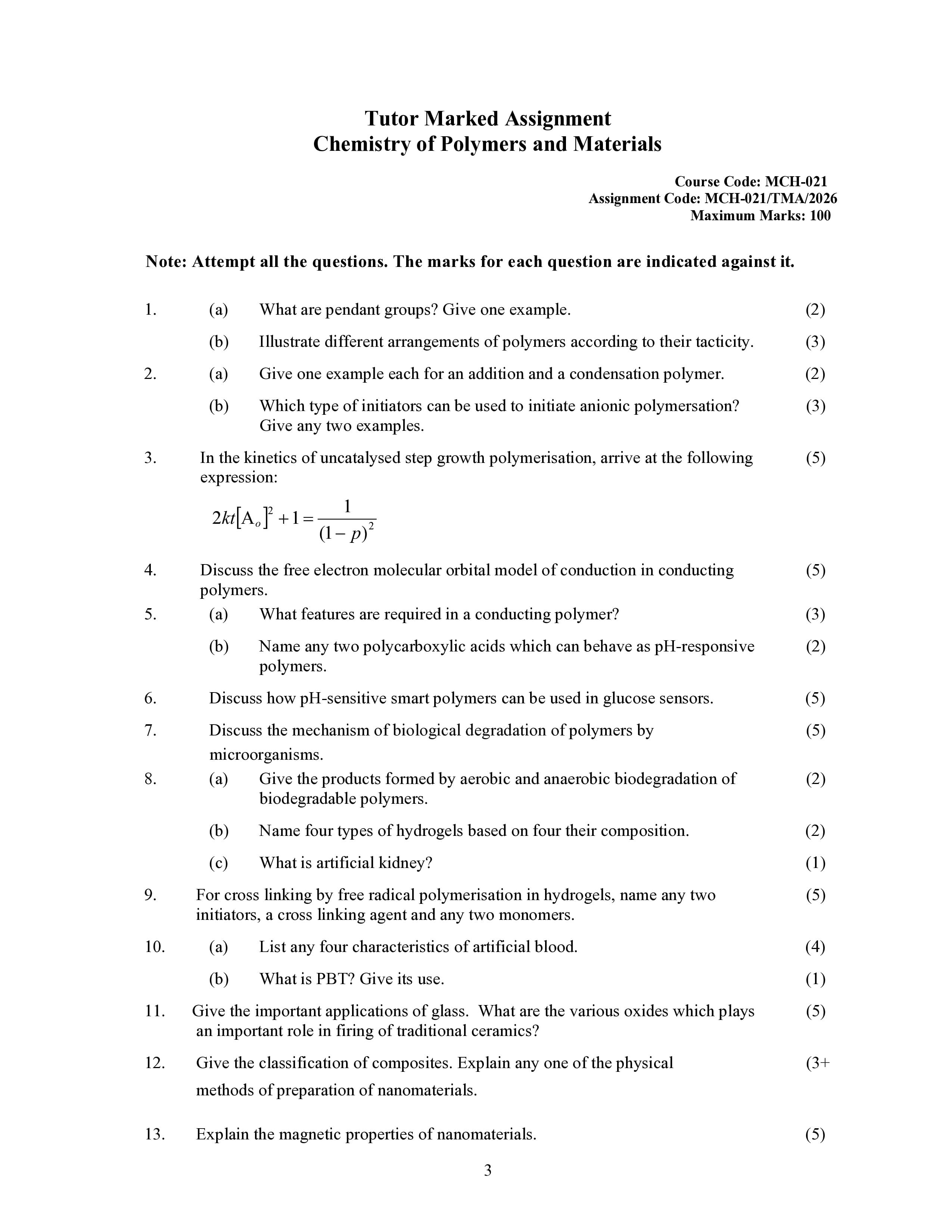 IGNOU MCH 021 Handwritten Hardcopy Assignment 2026-26 (English Medium)