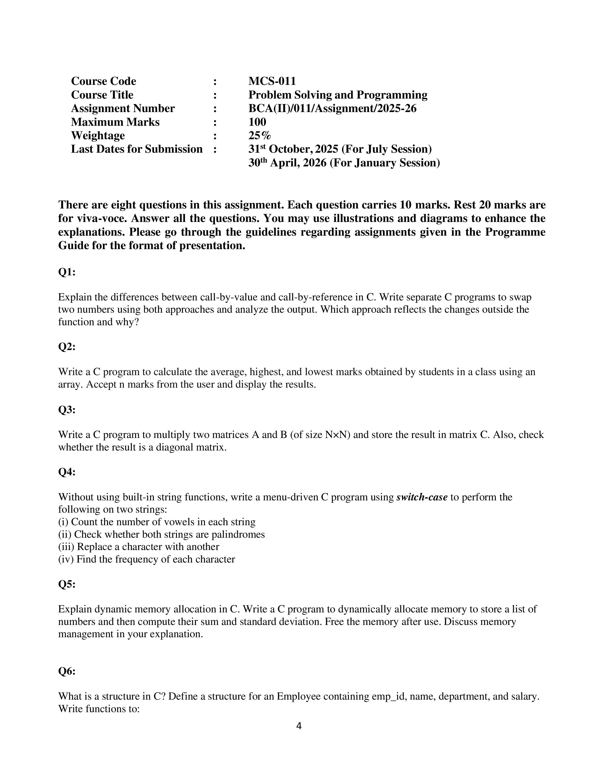 IGNOU MCS 011 Handwritten Hardcopy Assignment 2025-2026 (English Medium)