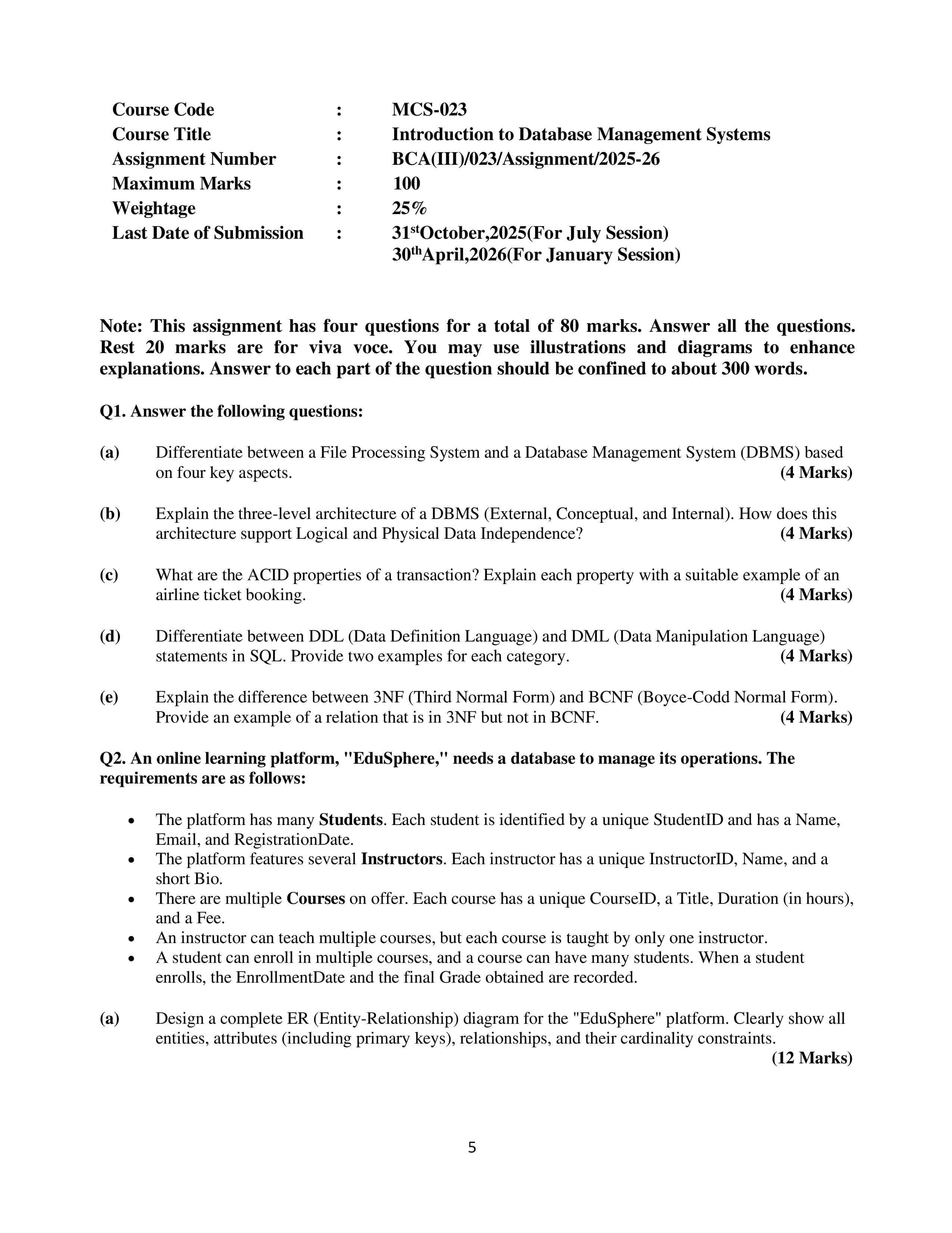 IGNOU MCS 023 Handwritten Hardcopy Assignment 2025-2026 (English Medium)