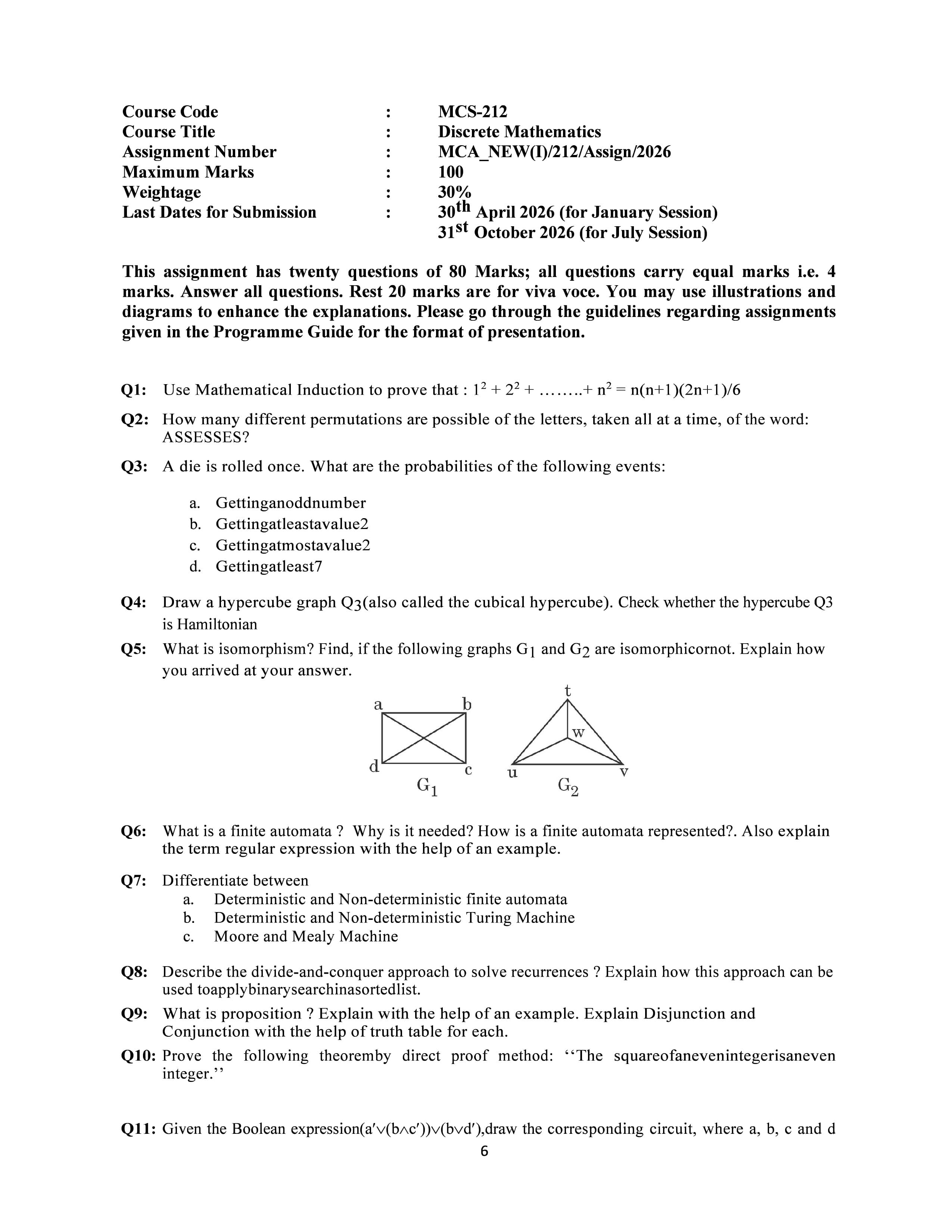 IGNOU MCS 212 Handwritten Hardcopy Assignment 2026-26 (English Medium)