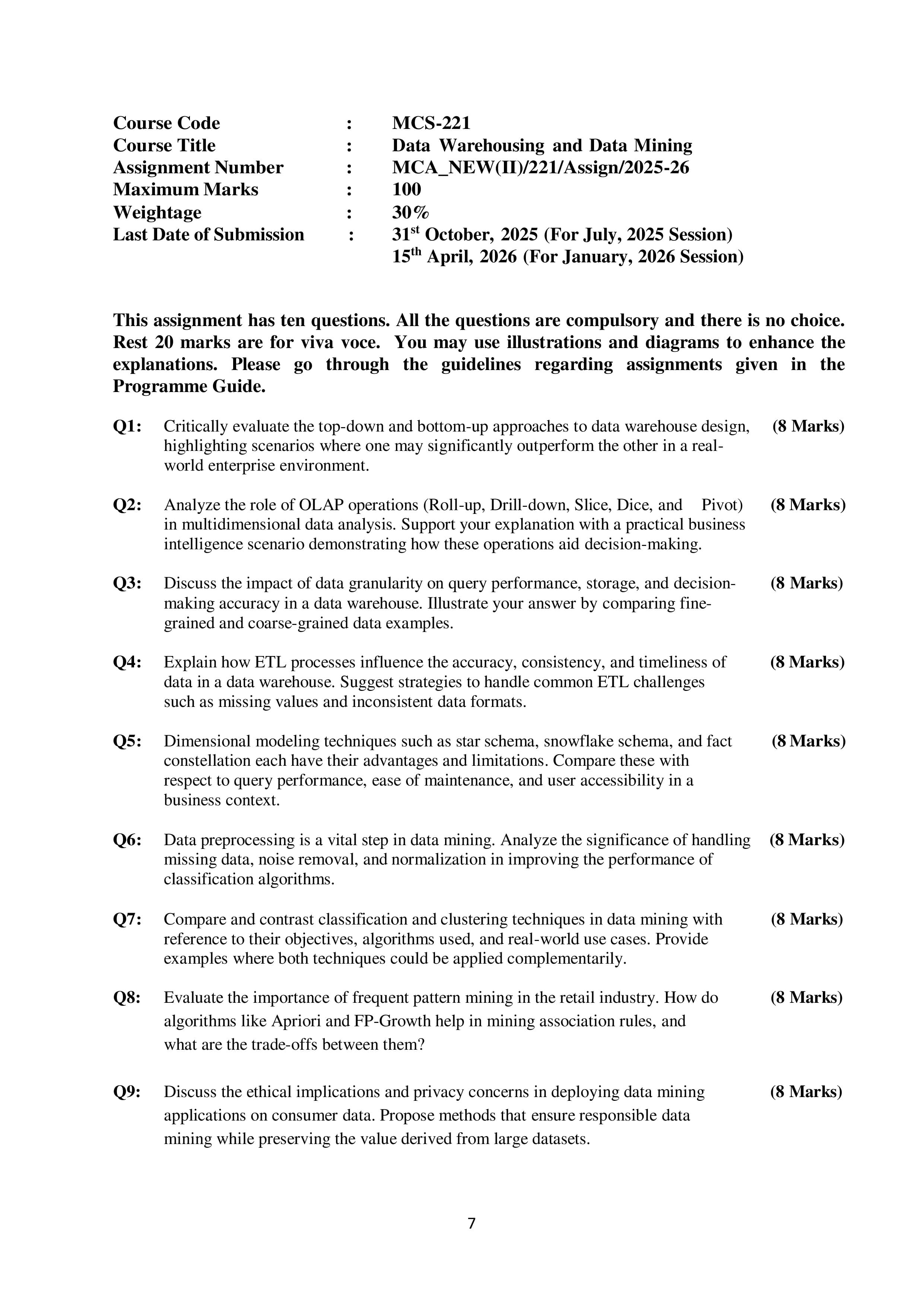 IGNOU MCS 221 Handwritten Hardcopy Assignment 2025-2026 (English Medium)
