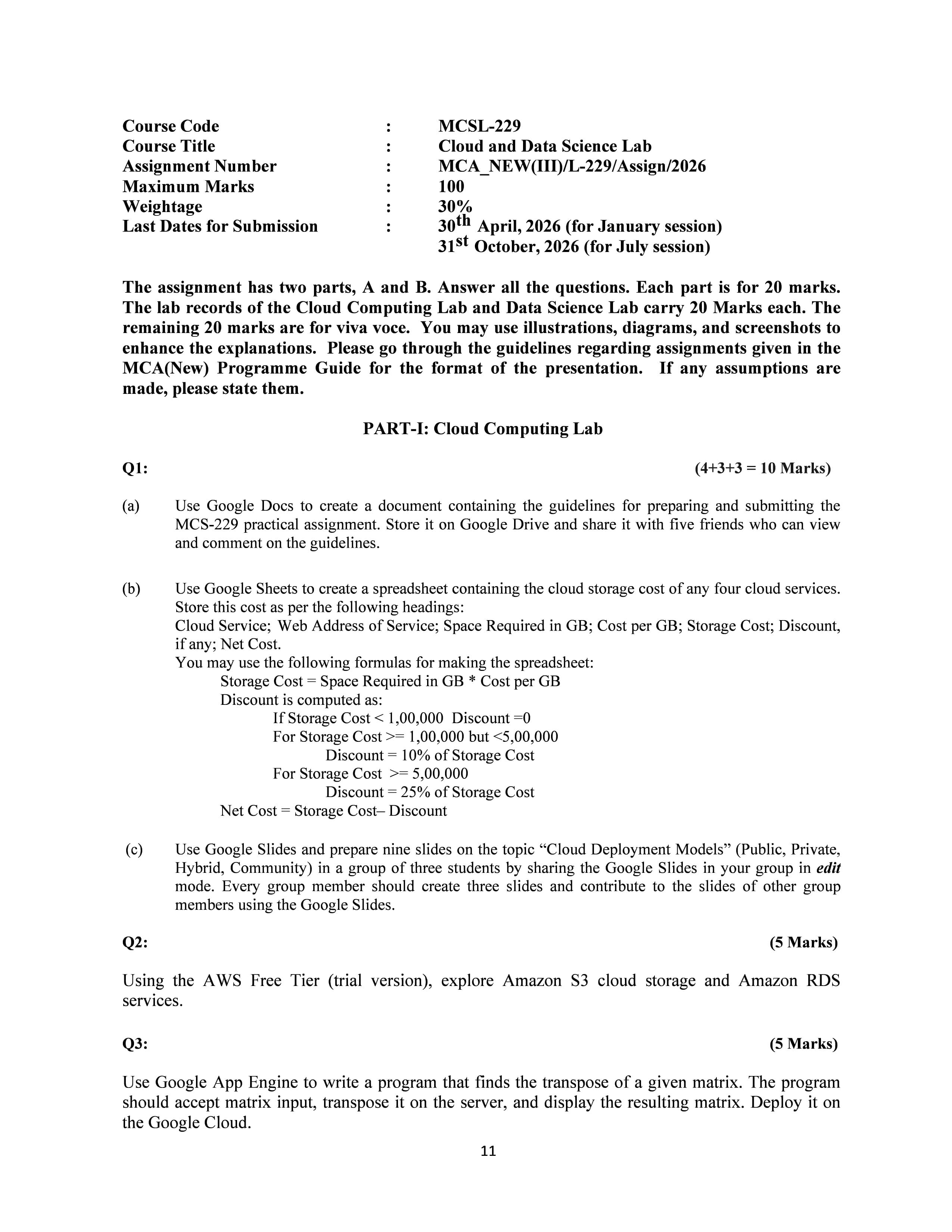 IGNOU MCSL 229 Handwritten Hardcopy Assignment 2026-26 (English Medium)