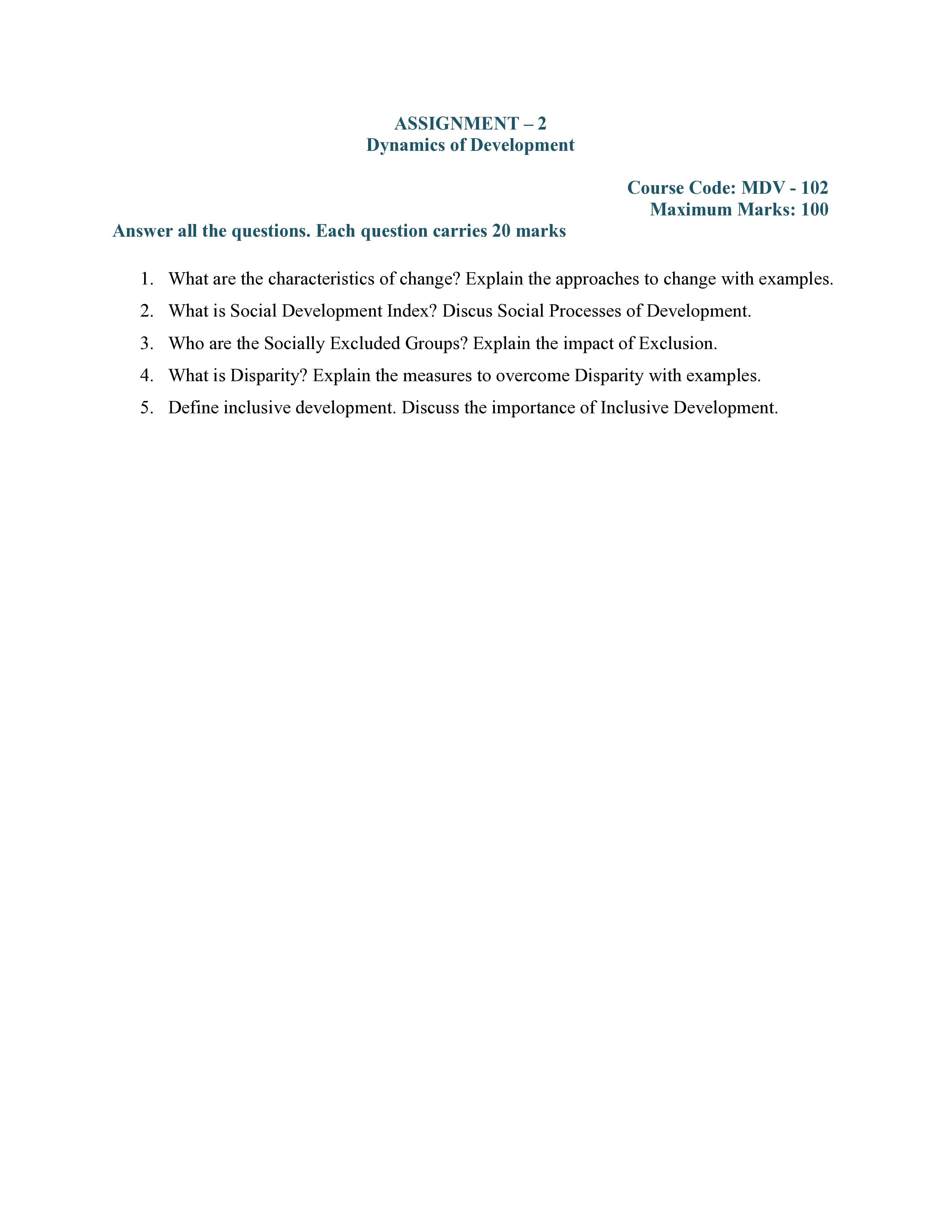 IGNOU MDV 102 Handwritten Hardcopy Assignment 2025-2026 (English Medium)