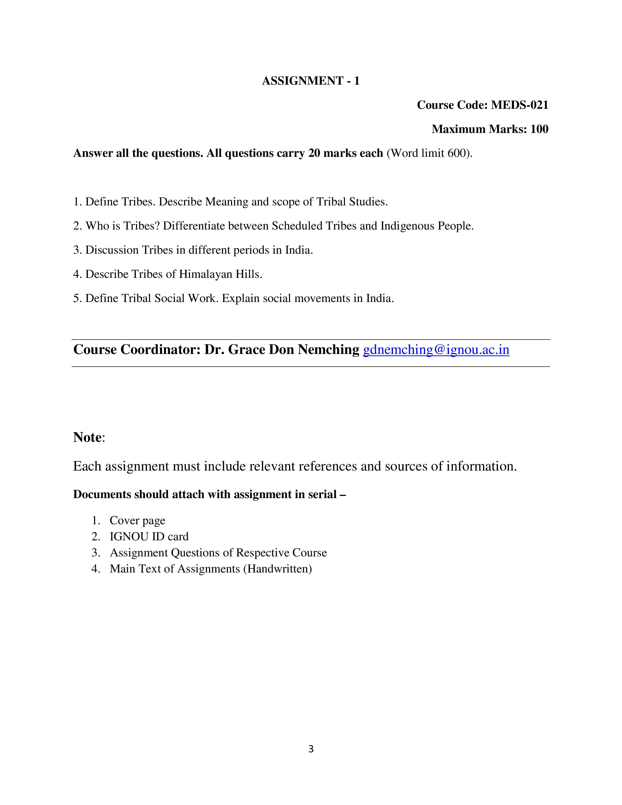 IGNOU MEDS 021 Handwritten Hardcopy Assignment 2025-25 (English Medium)