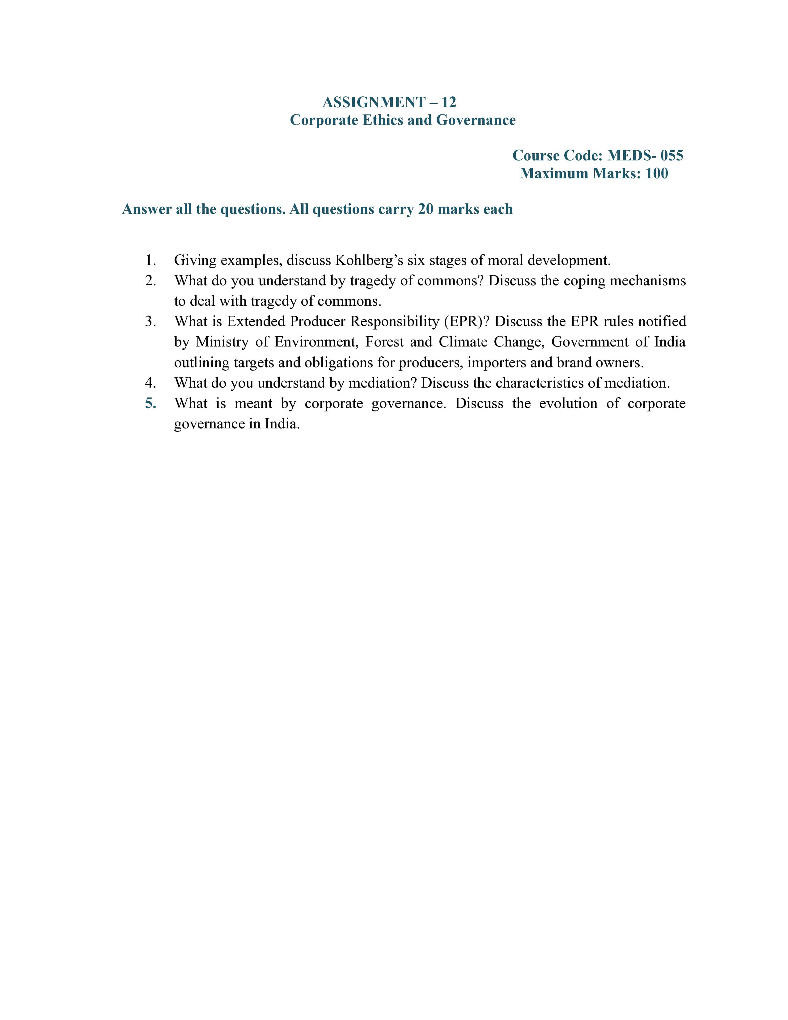 IGNOU MEDS 055 Handwritten Hardcopy Assignment 2025-2026 (English Medium)