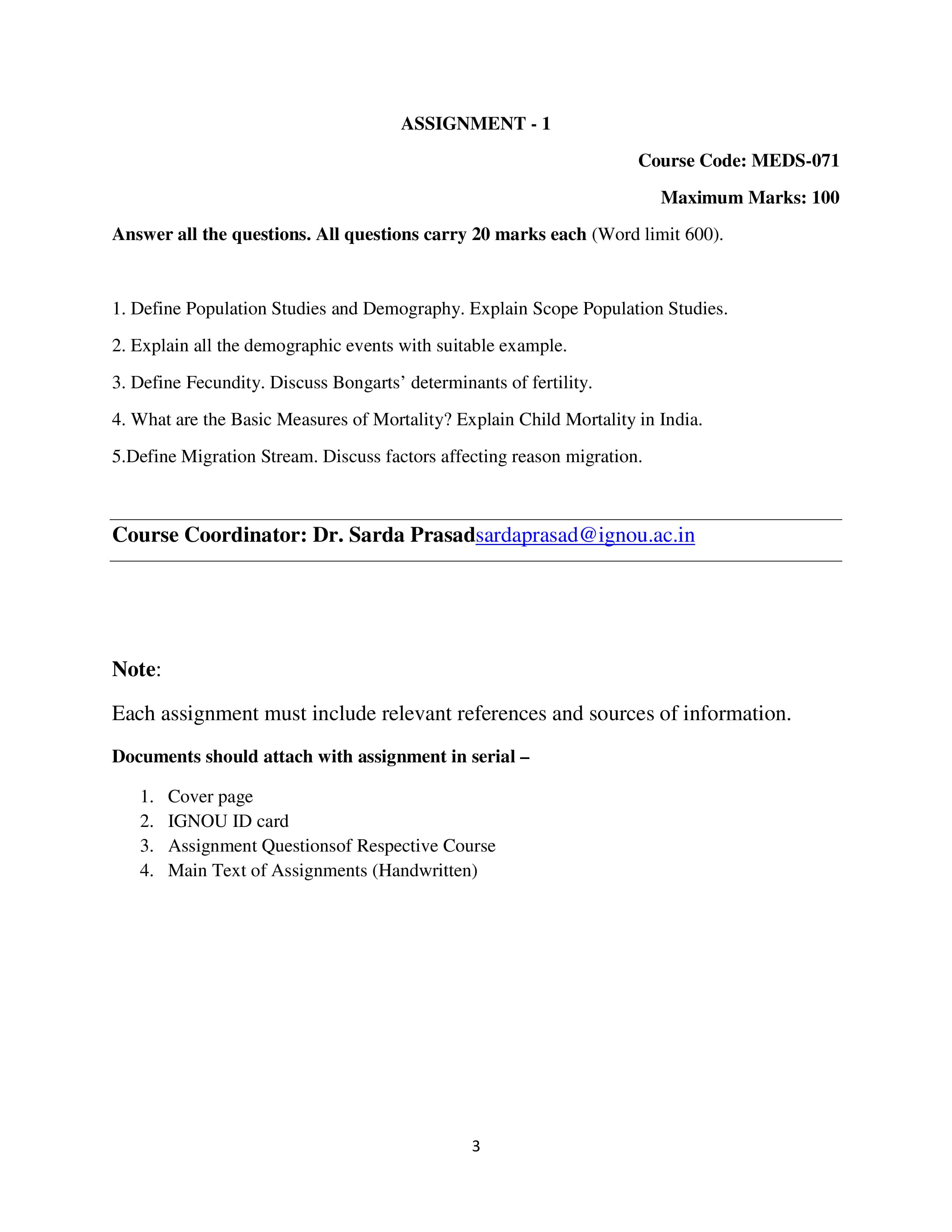 IGNOU MEDS 071 Handwritten Hardcopy Assignment 2026-26 (English Medium)