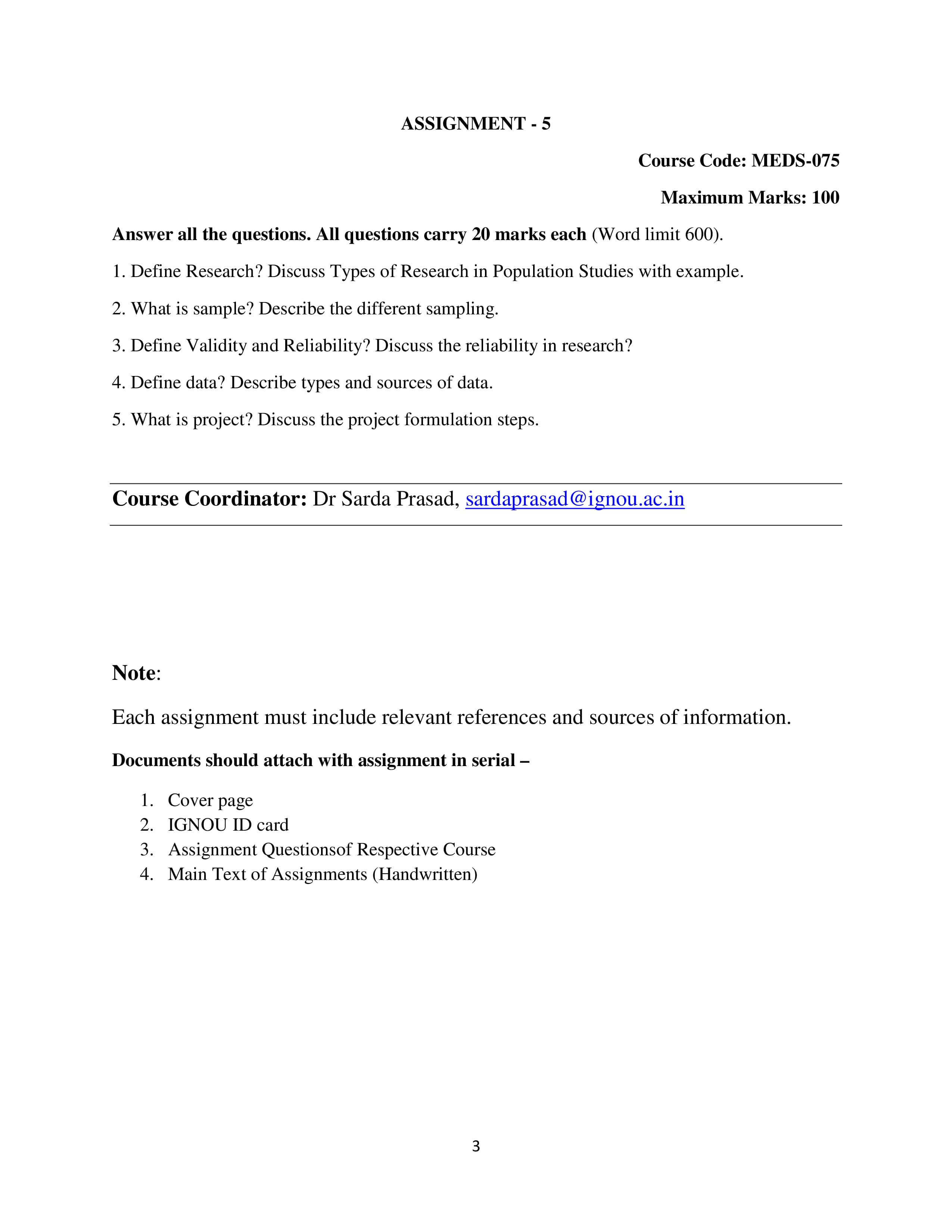 IGNOU MEDS 074 Handwritten Hardcopy Assignment 2026-26 (English Medium)