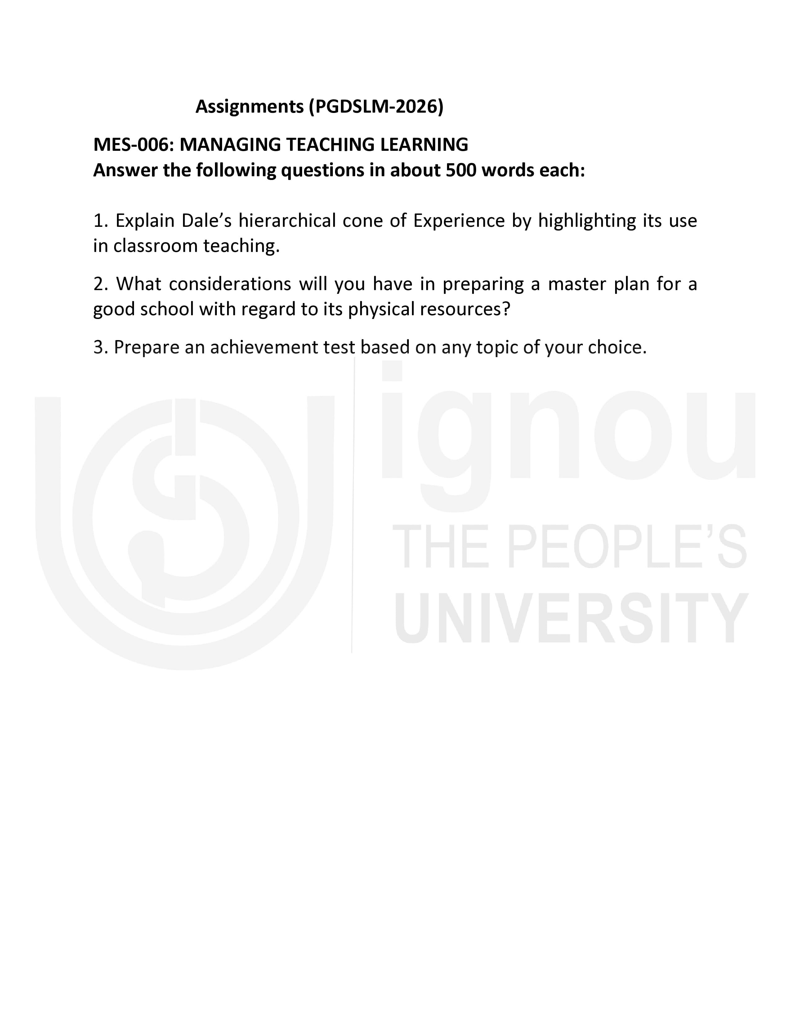 IGNOU MES 006 Handwritten Hardcopy Assignment 2026-26 (English Medium)