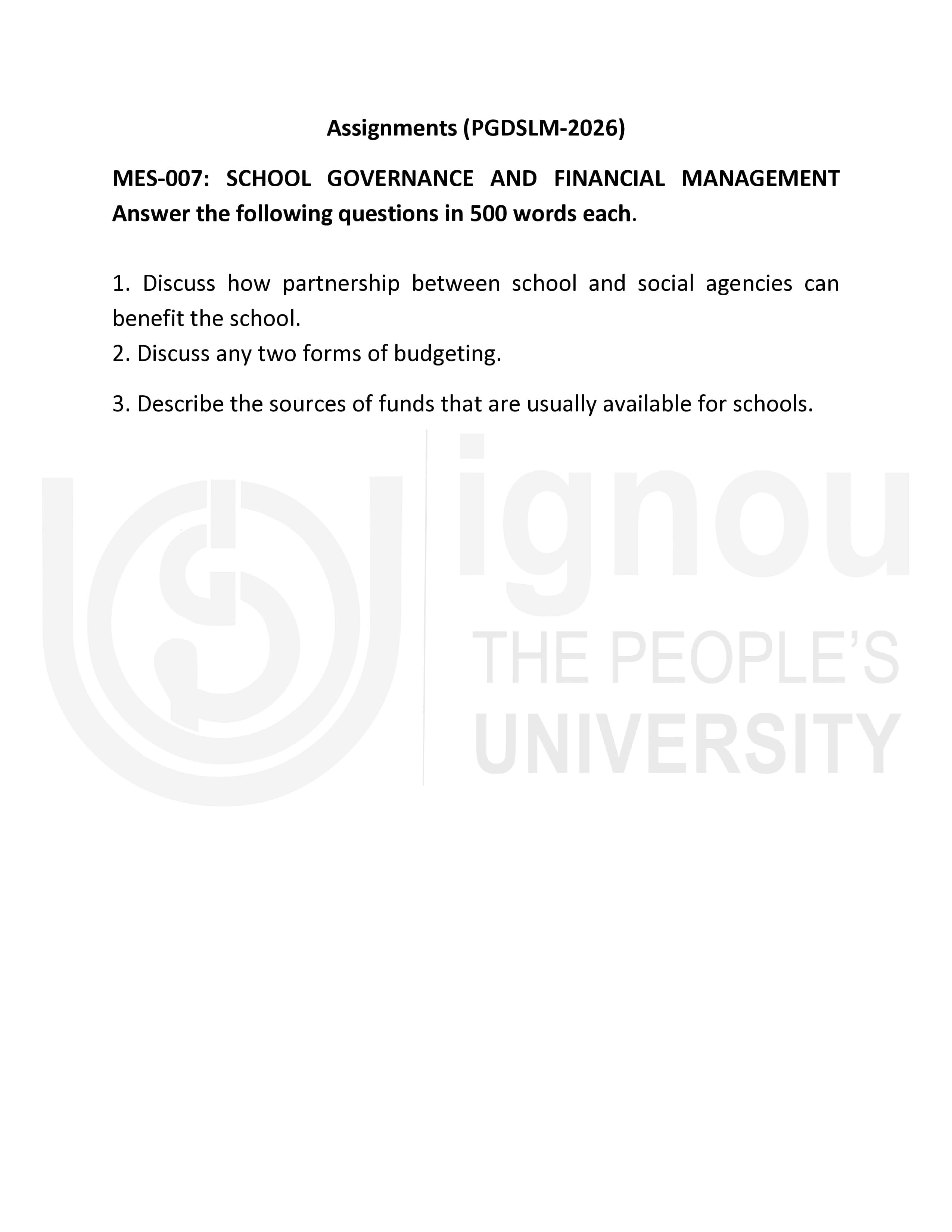 IGNOU MES 007 Handwritten Hardcopy Assignment 2026-26 (English Medium)