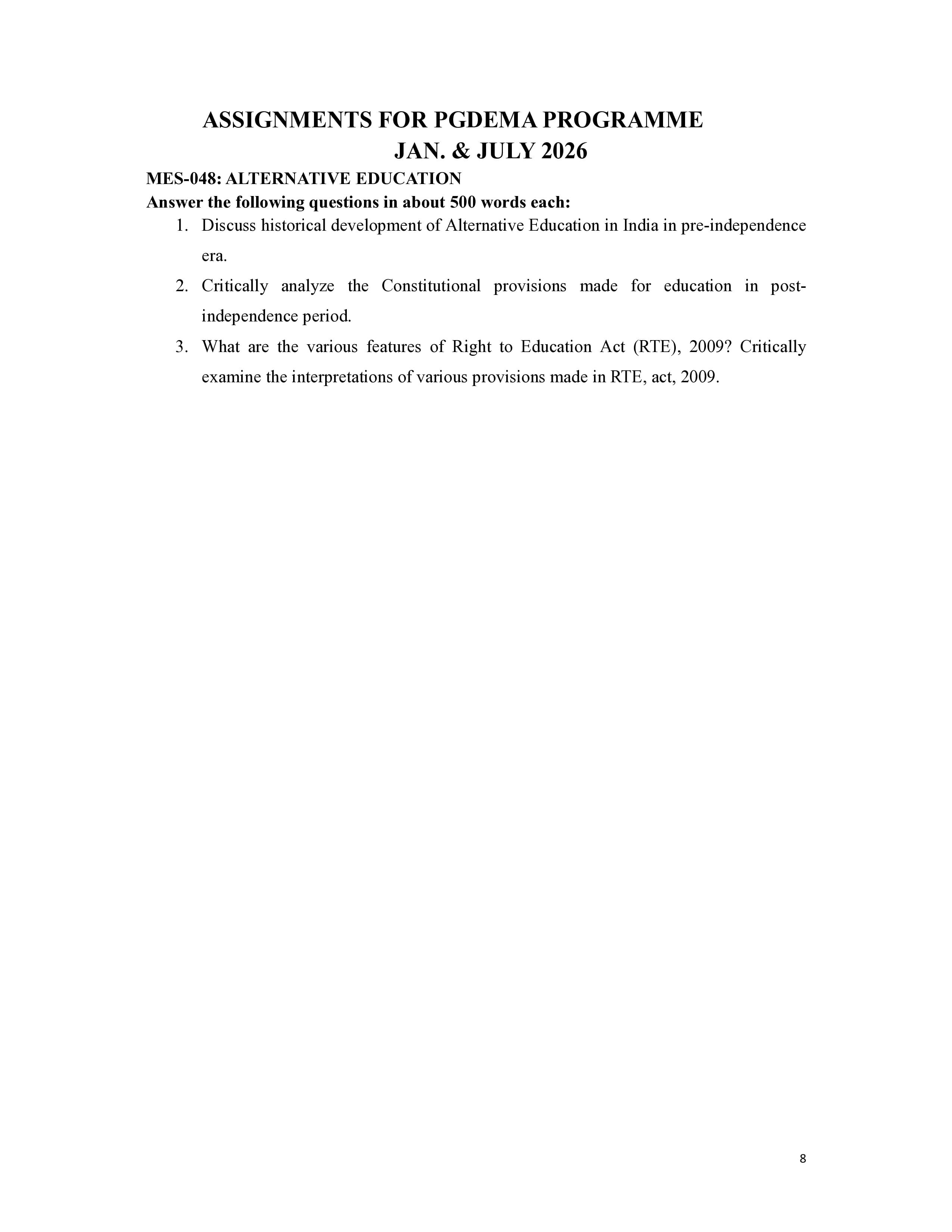 IGNOU MES 048 Handwritten Hardcopy Assignment 2026-26 (English Medium)