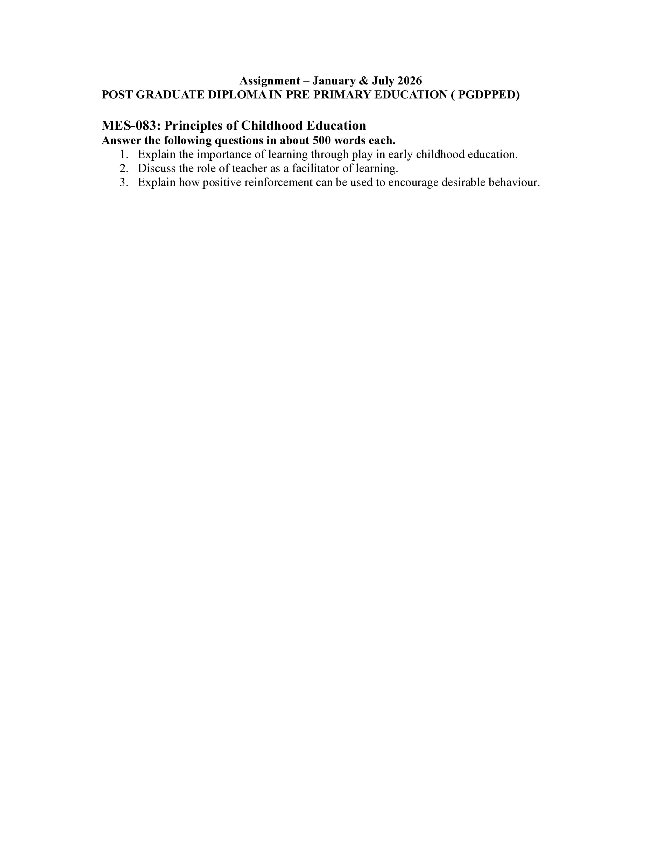 IGNOU MES 083 Handwritten Hardcopy Assignment 2026-26 (English Medium)