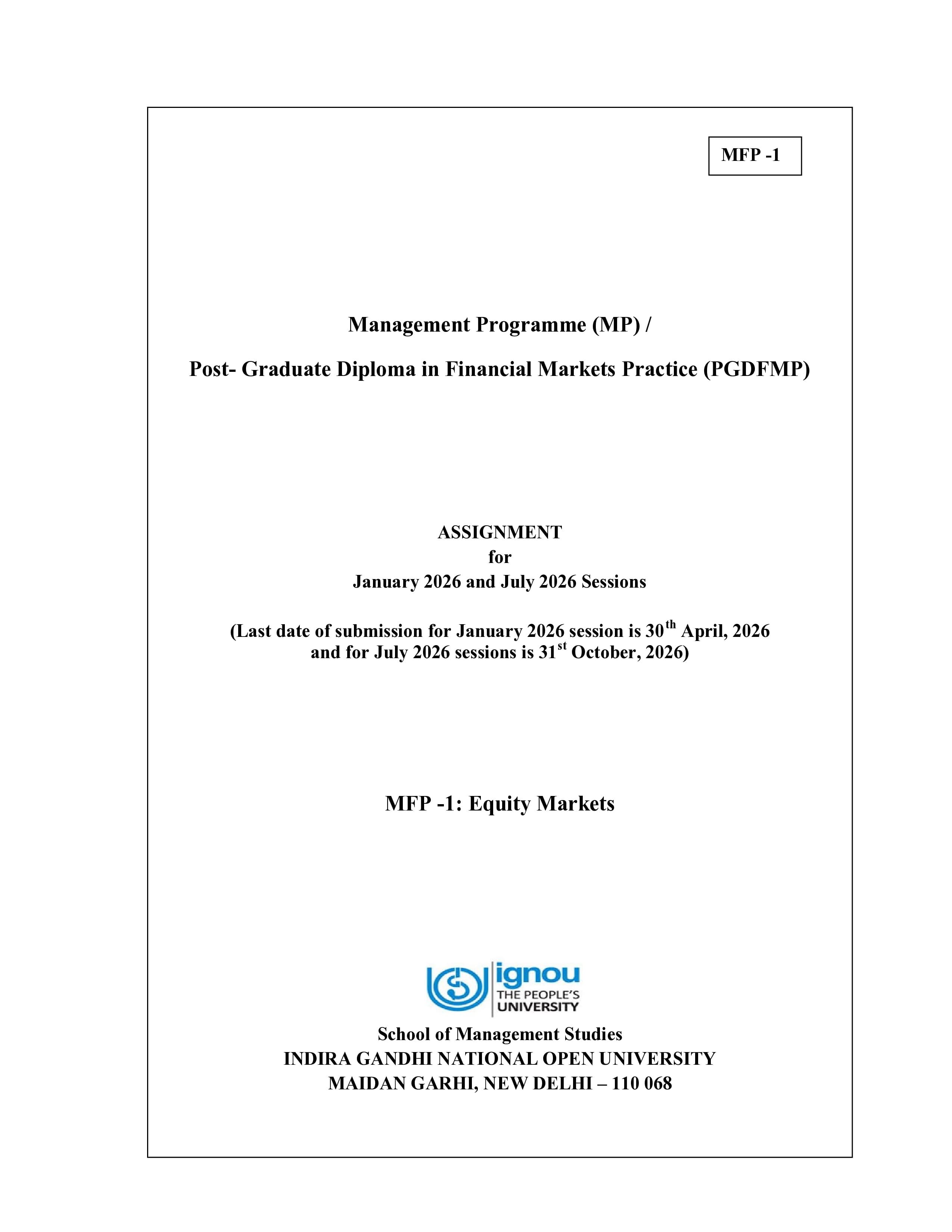 IGNOU MFP 001 Handwritten Hardcopy Assignment 2026-26 (English Medium)