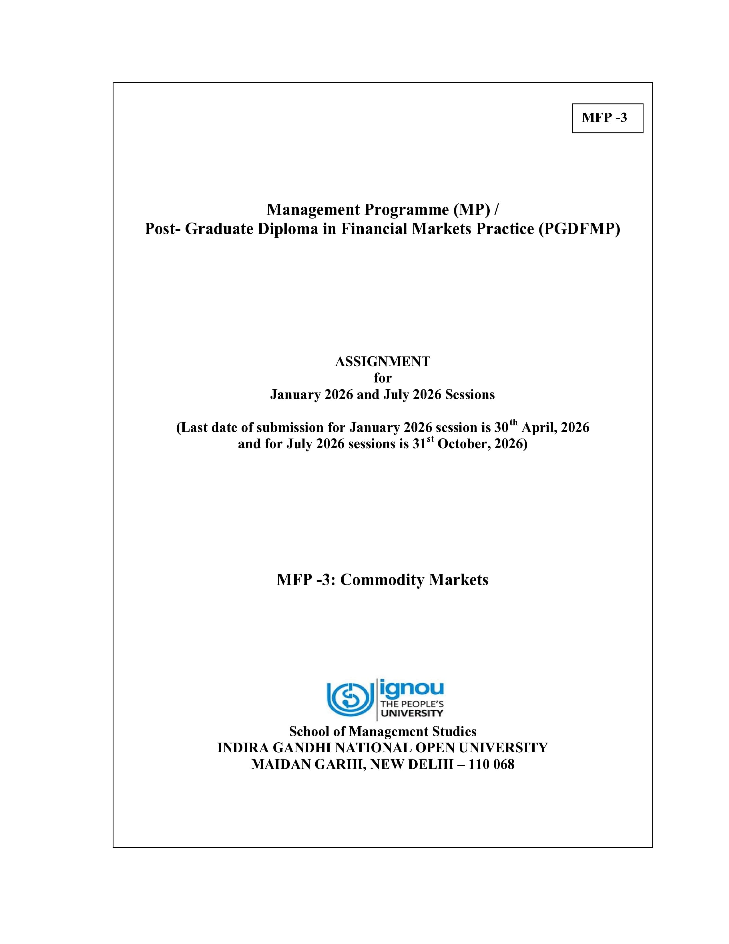 IGNOU MFP 003 Handwritten Hardcopy Assignment 2026-26 (English Medium)