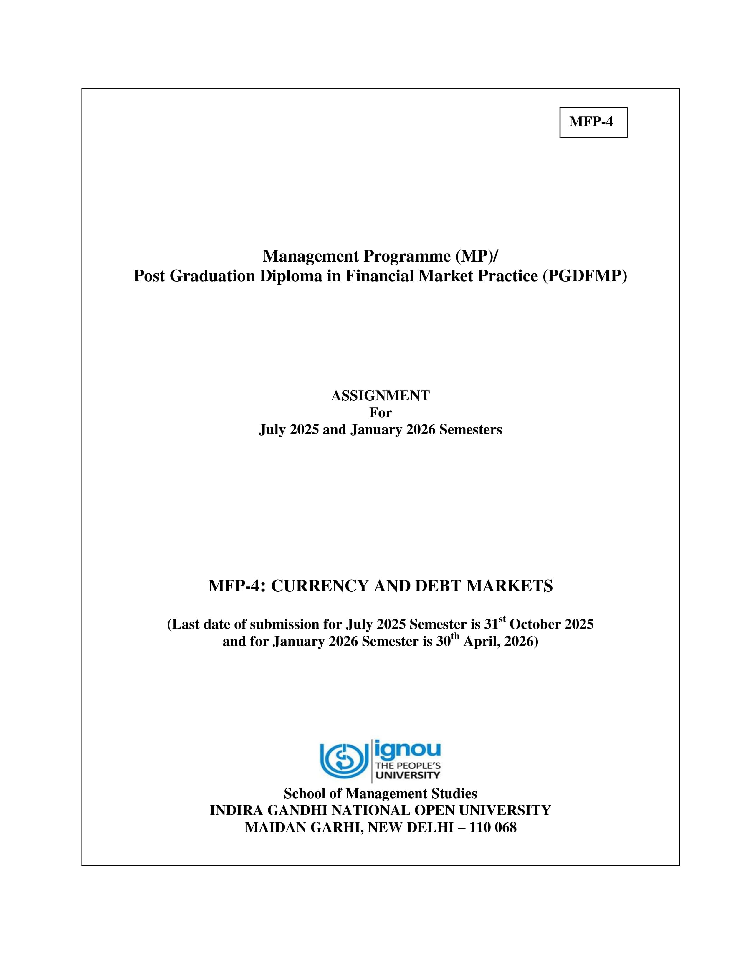 IGNOU MFP 004 Handwritten Hardcopy Assignment 2025-2026 (English Medium)