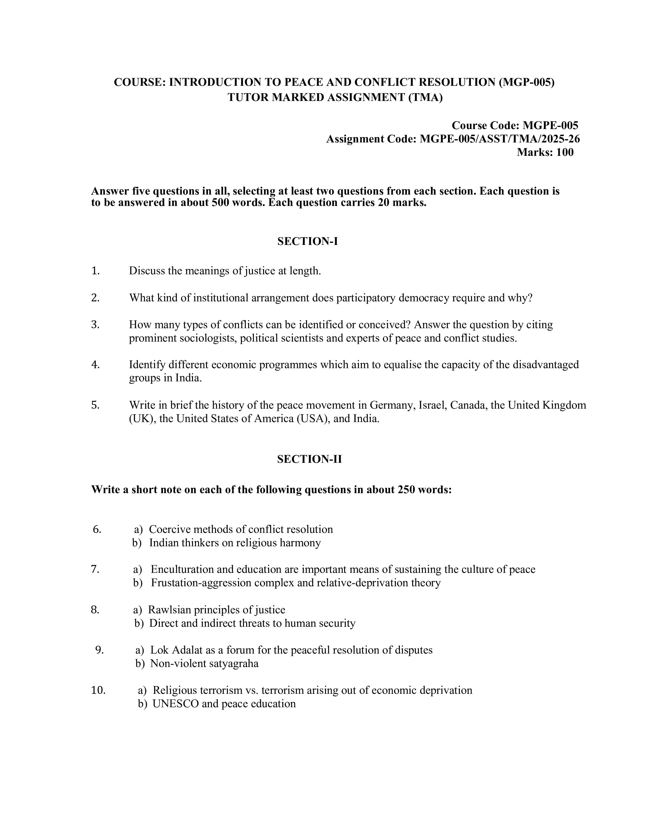 IGNOU MGP 005 Handwritten Hardcopy Assignment 2025-2026 (English Medium)