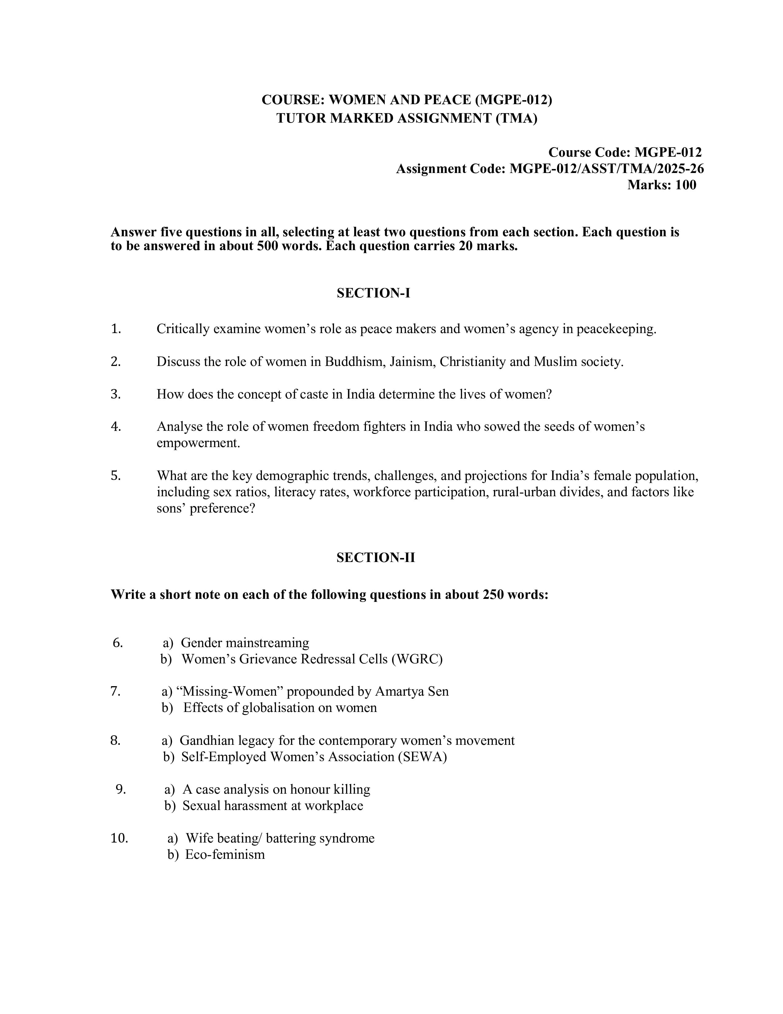 IGNOU MGPE 012 Handwritten Hardcopy Assignment 2025-2026 (English Medium)