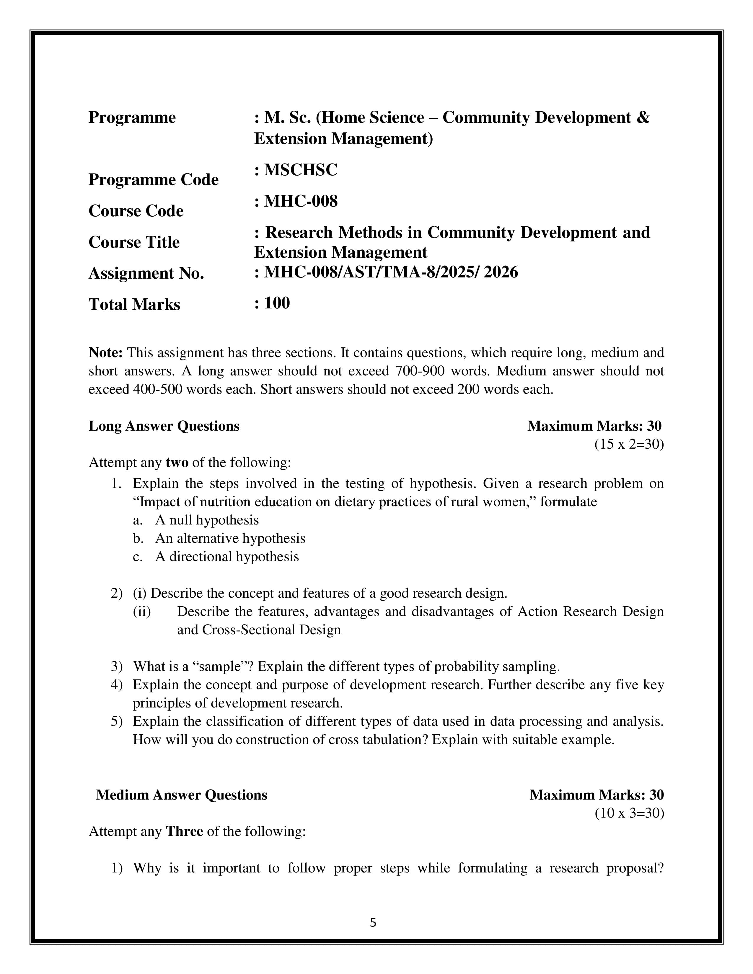 IGNOU MHC 008 Handwritten Hardcopy Assignment 2025-2026 (English Medium)