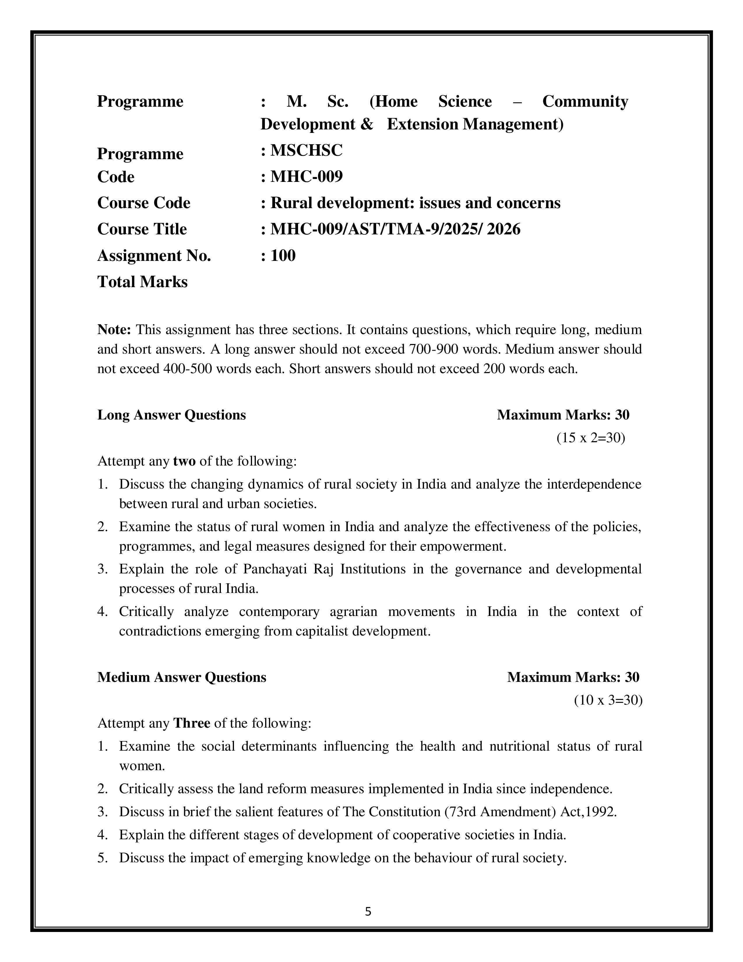 IGNOU MHC 009 Handwritten Hardcopy Assignment 2025-2026 (English Medium)
