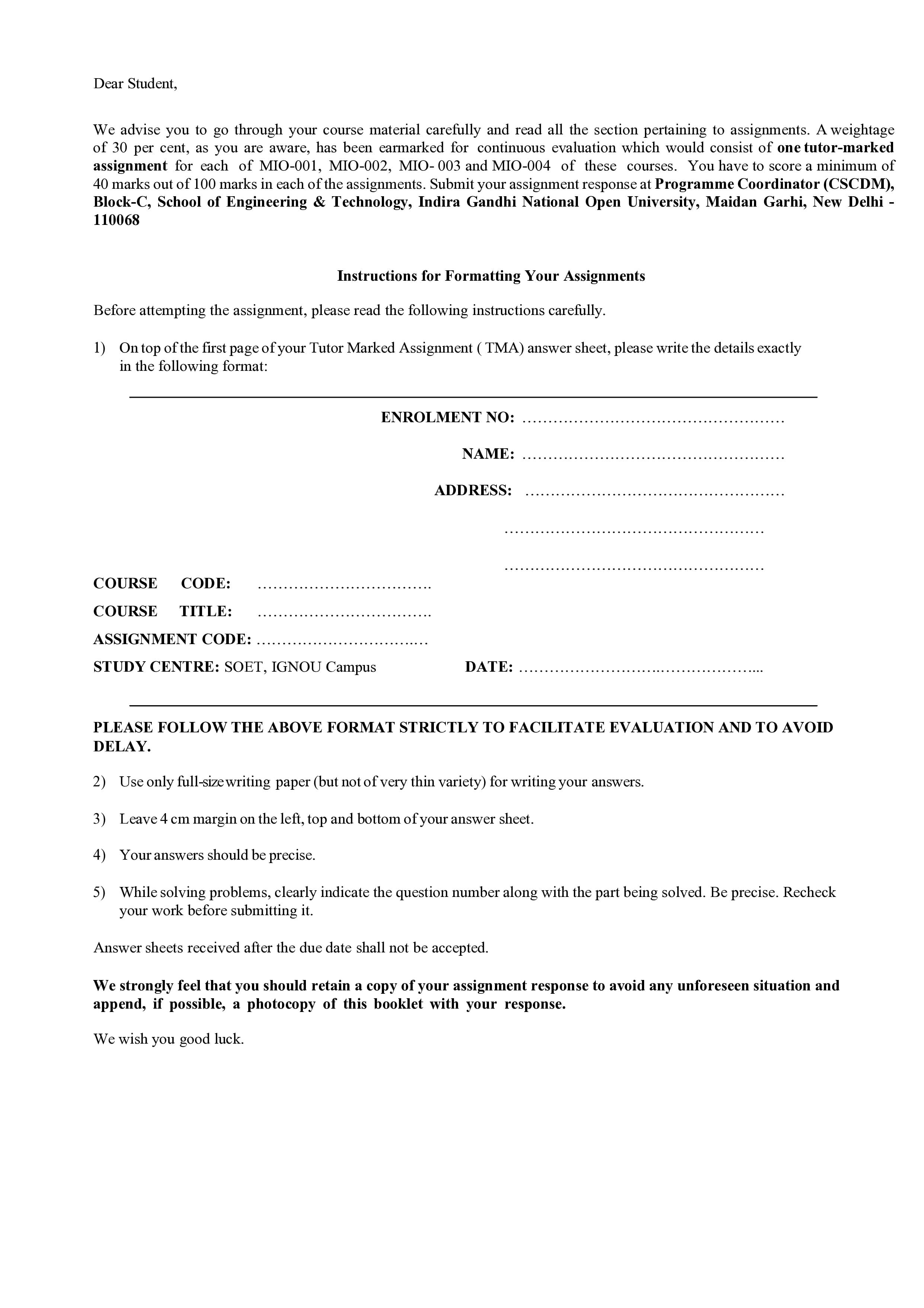 IGNOU MIO 002 Handwritten Hardcopy Assignment 2026-26 (English Medium)