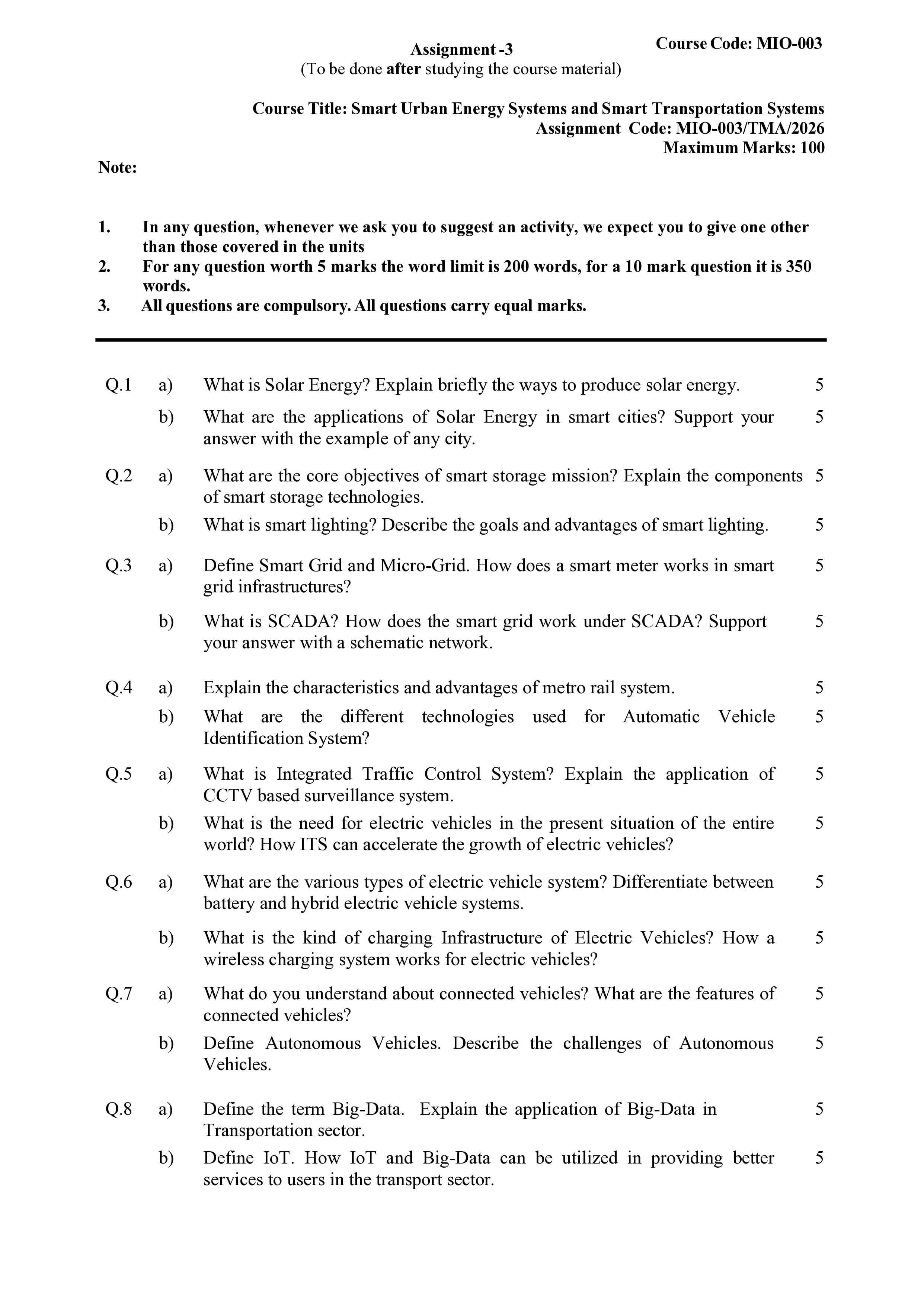 IGNOU MIO 003 Handwritten Hardcopy Assignment 2026-26 (English Medium)