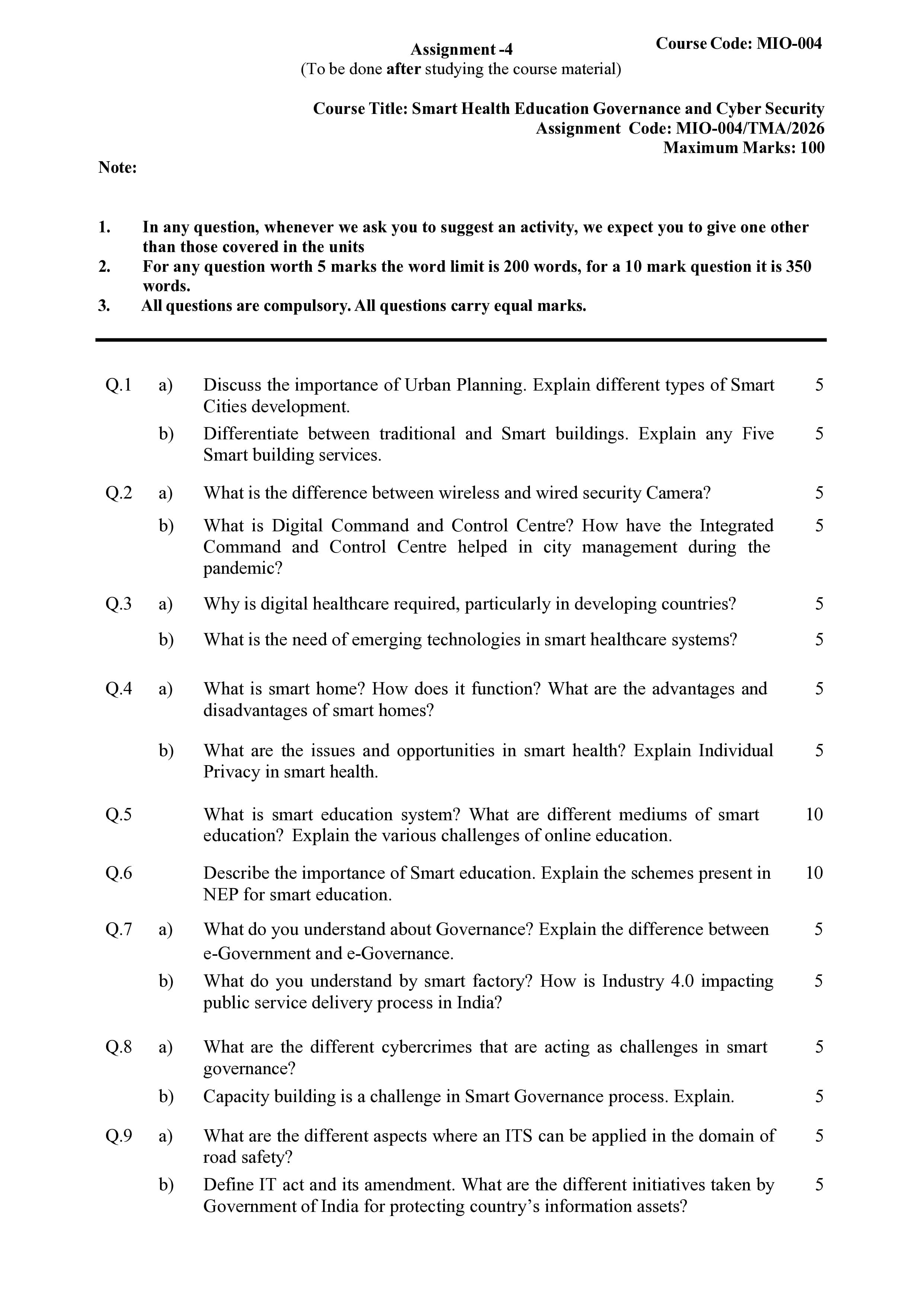 IGNOU MIO 004 Handwritten Hardcopy Assignment 2026-26 (English Medium)