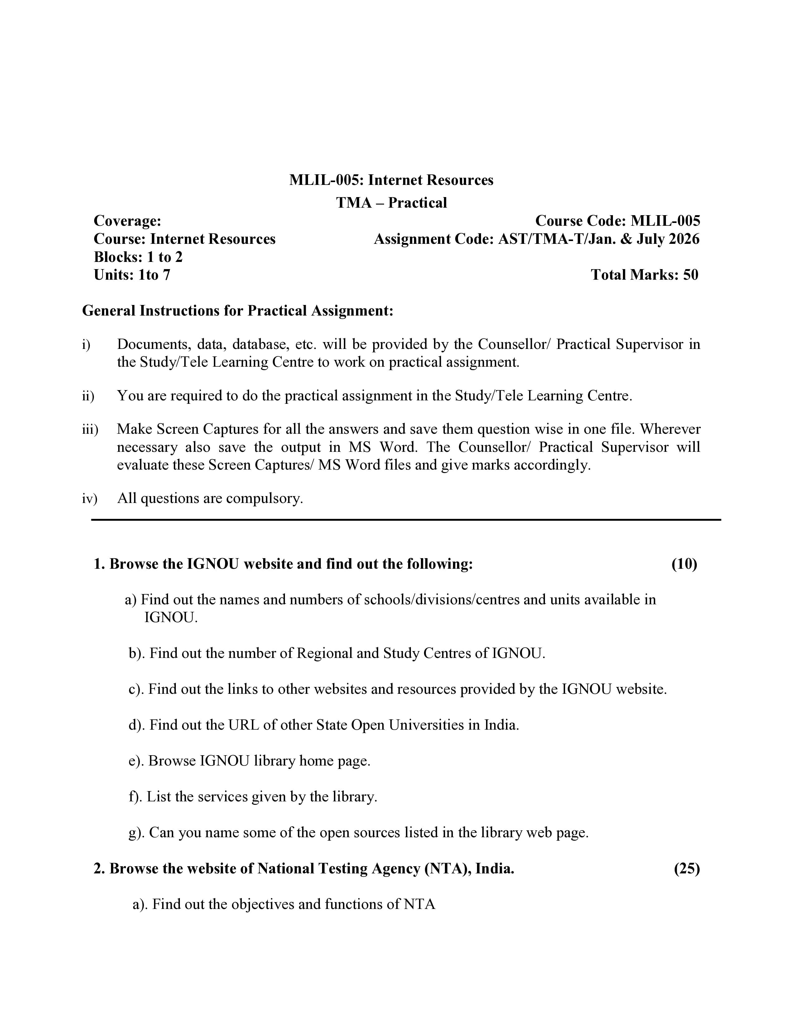 IGNOU MLI 005 Handwritten Hardcopy Assignment 2026-26 (English Medium)