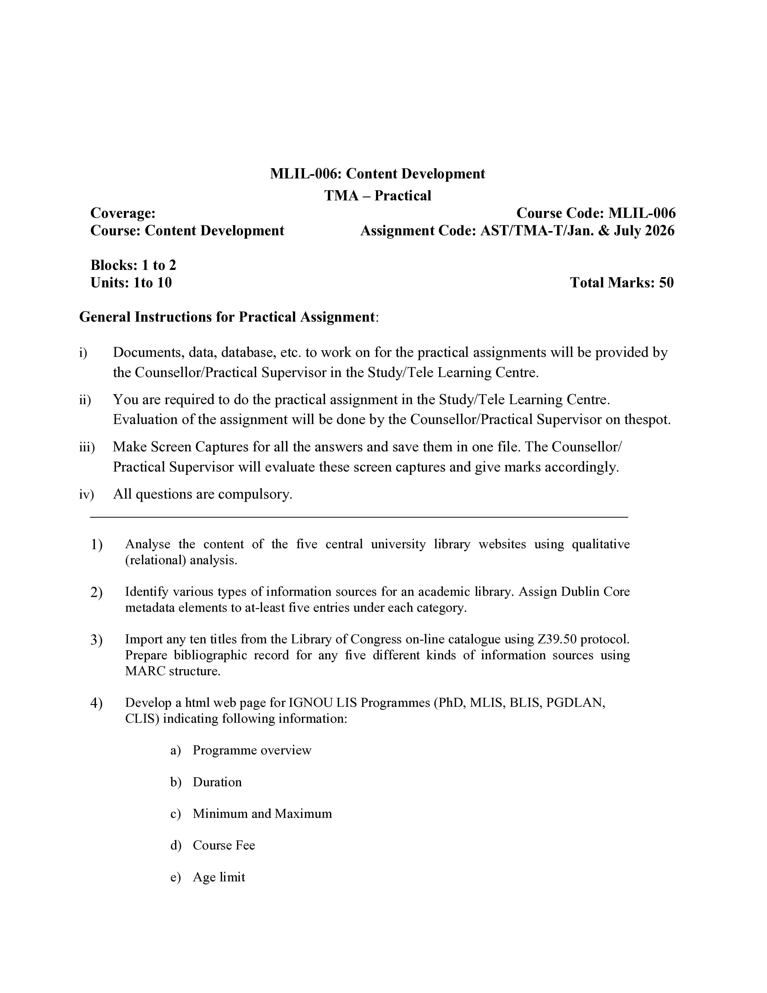 IGNOU MLI 006 Handwritten Hardcopy Assignment 2026-26 (English Medium)