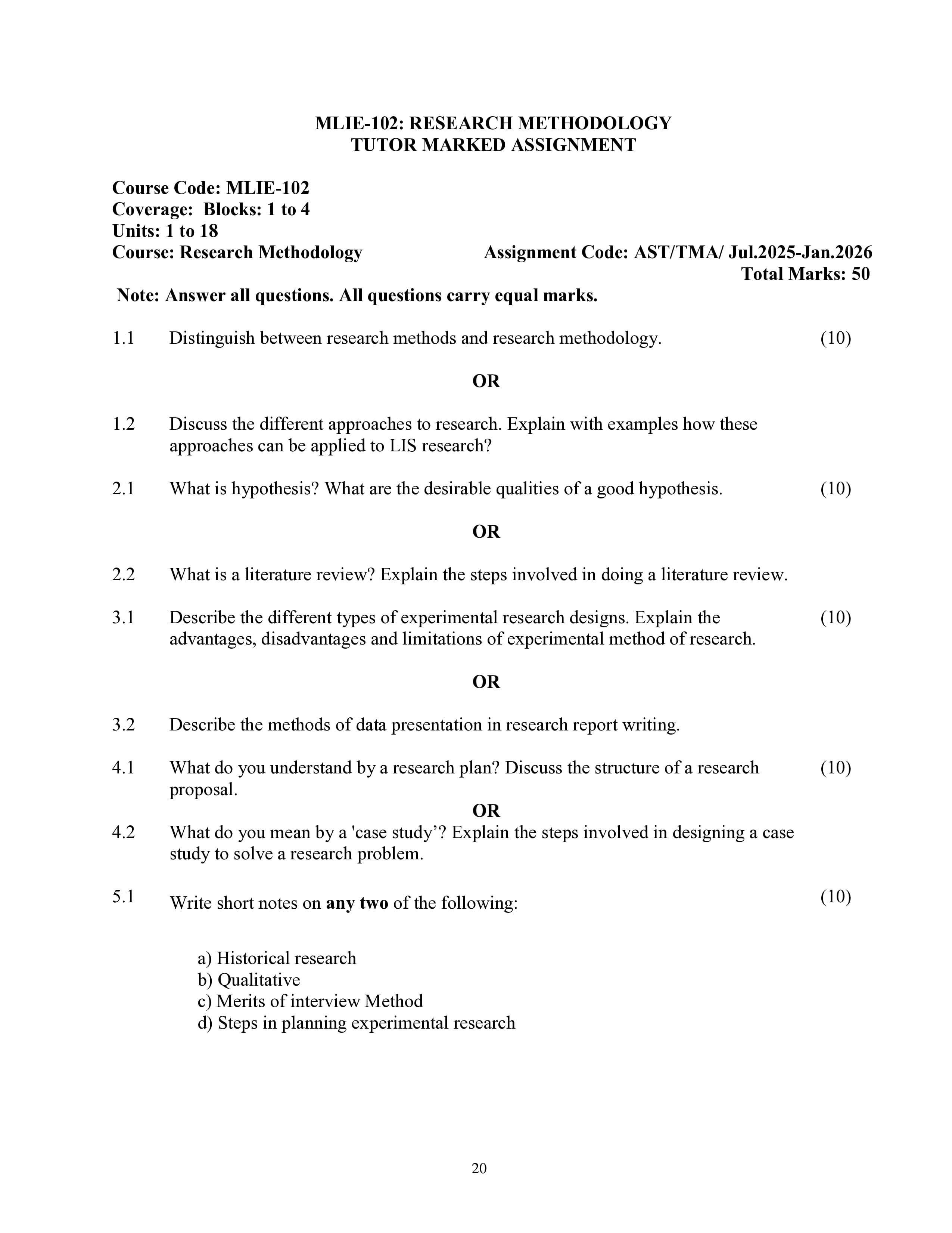 IGNOU MLIE 102 Handwritten Hardcopy Assignment 2025-2026 (English Medium)