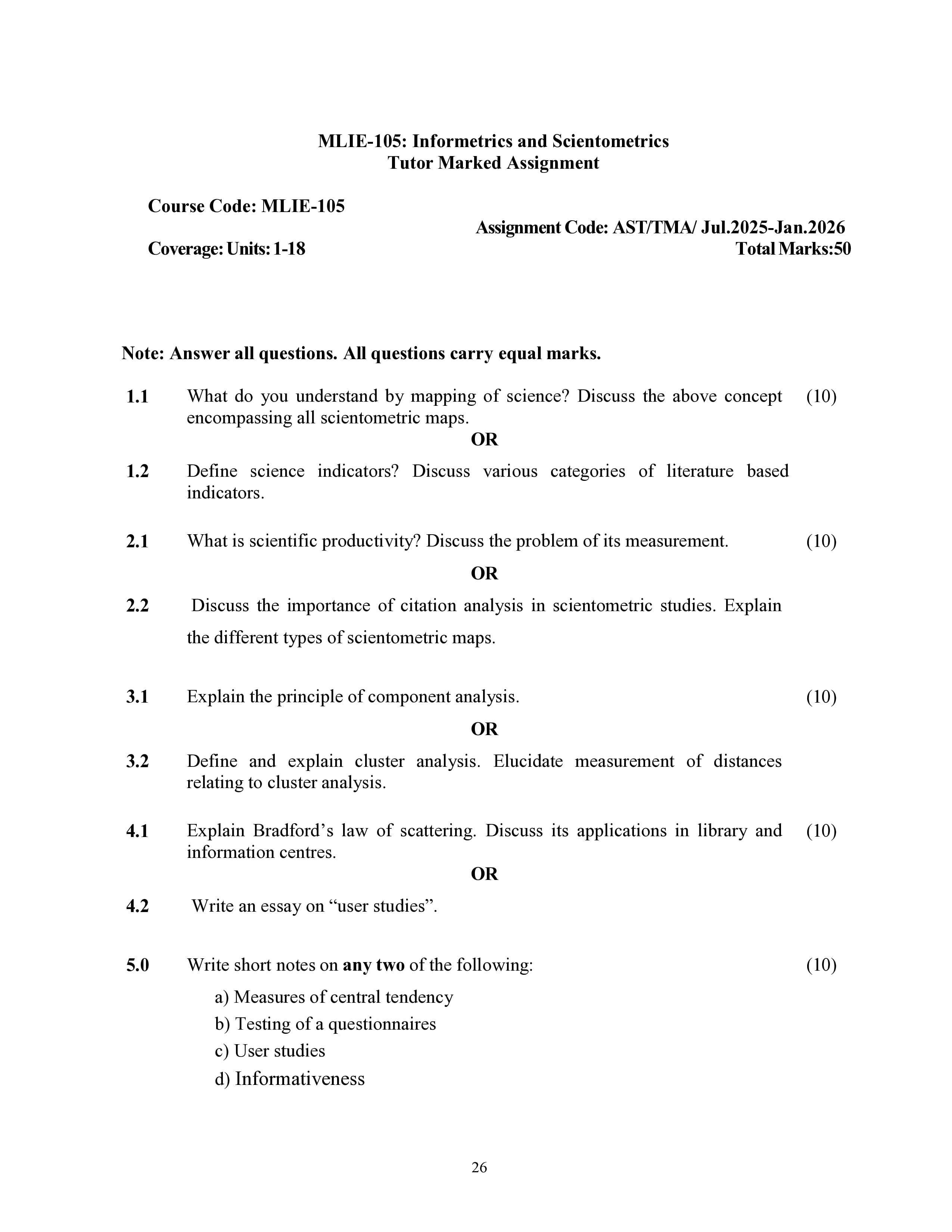 IGNOU MLIE 105 Handwritten Hardcopy Assignment 2025-2026 (English Medium)