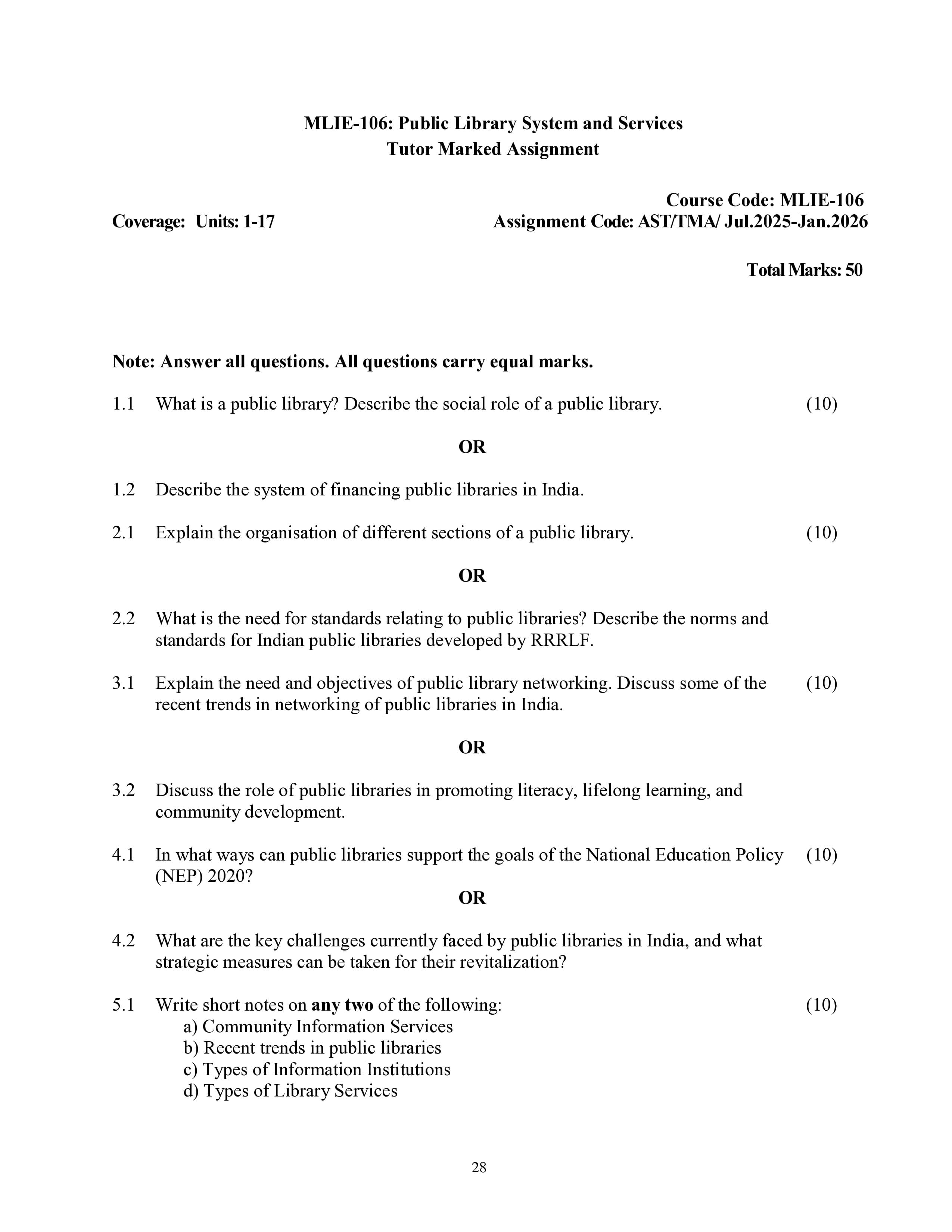 IGNOU MLIE 106 Handwritten Hardcopy Assignment 2025-2026 (English Medium)