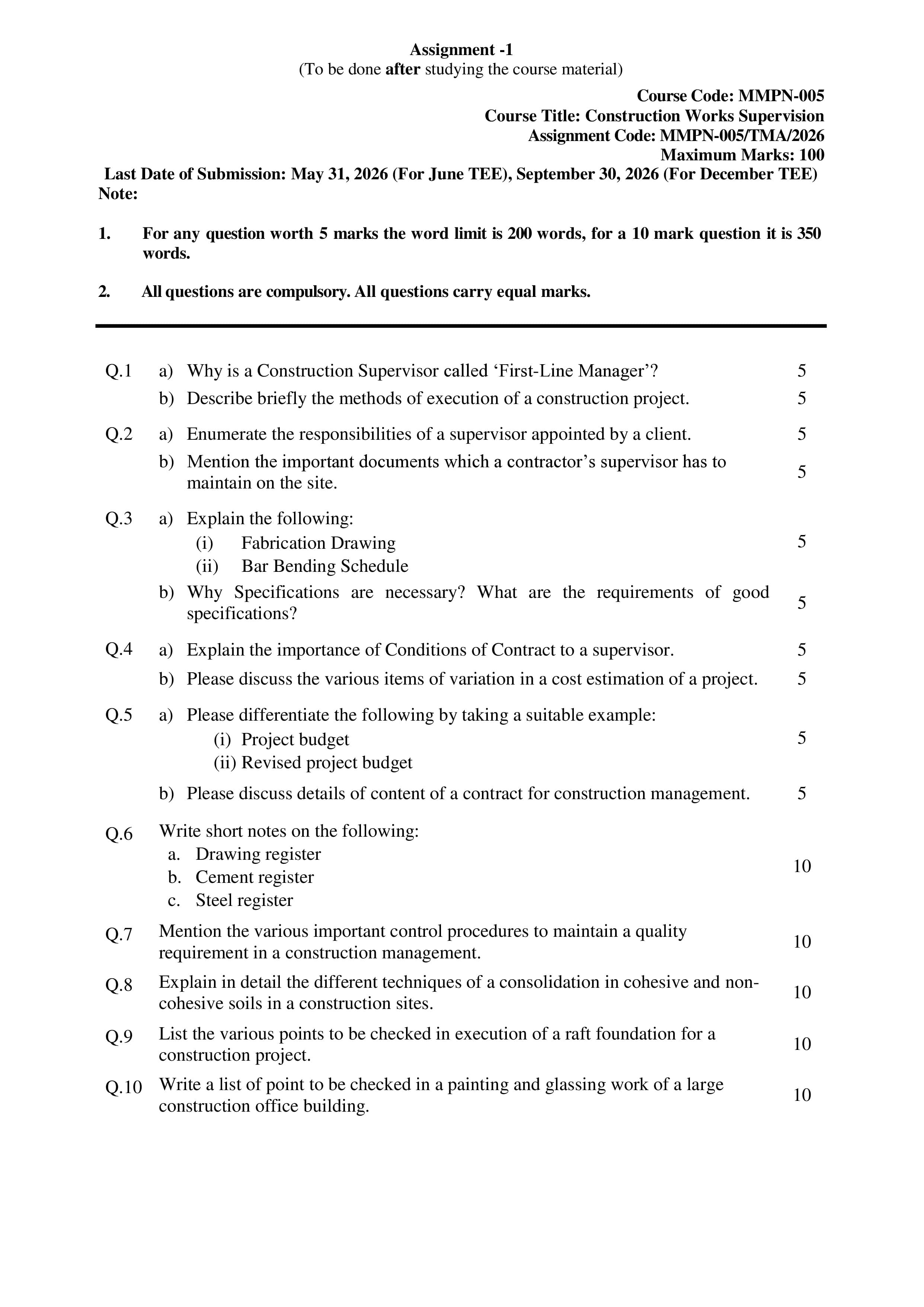 IGNOU MMNP 005 Handwritten Hardcopy Assignment 2026-26 (English Medium)