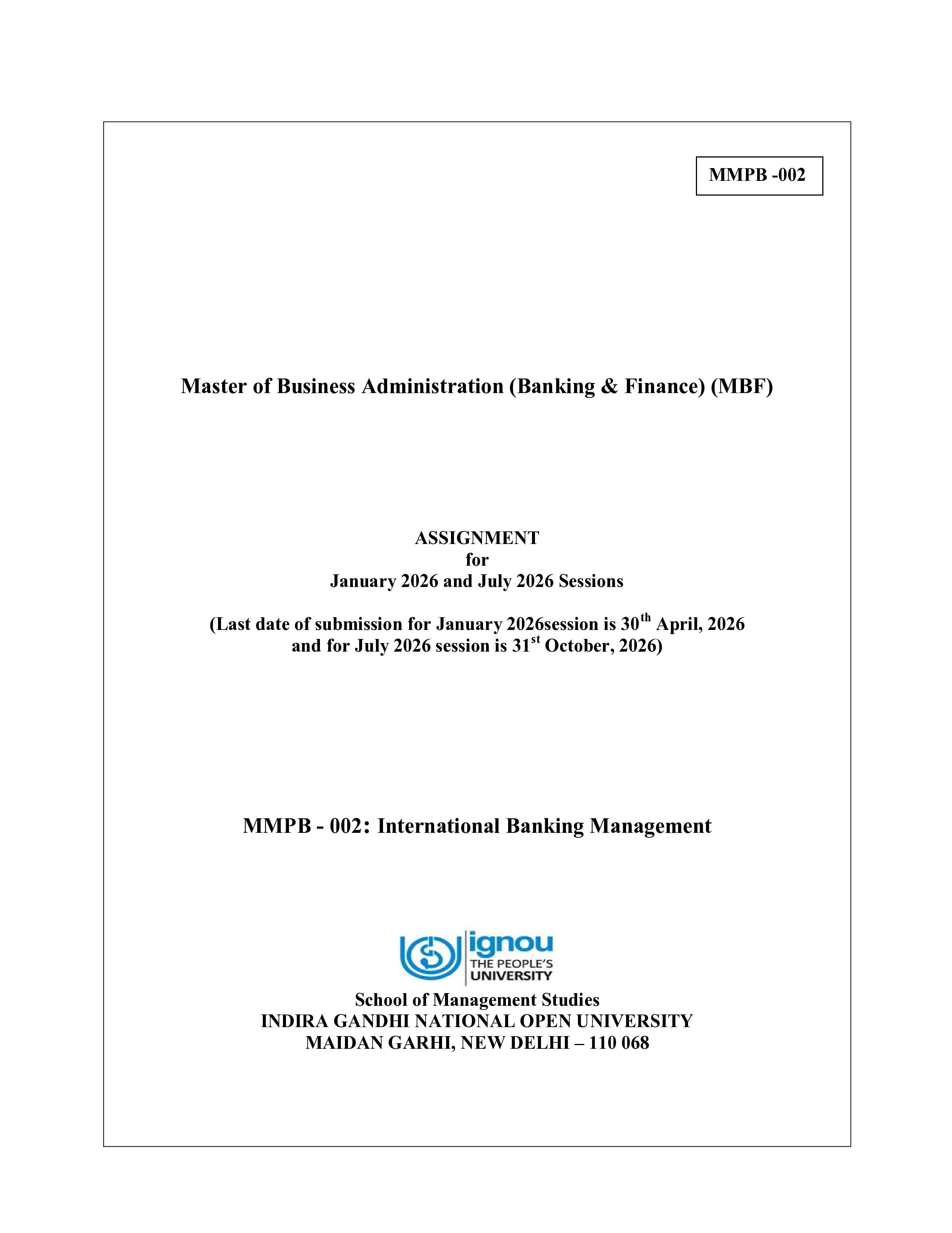 IGNOU MMPB 002 Handwritten Hardcopy Assignment 2026-26 (English Medium)