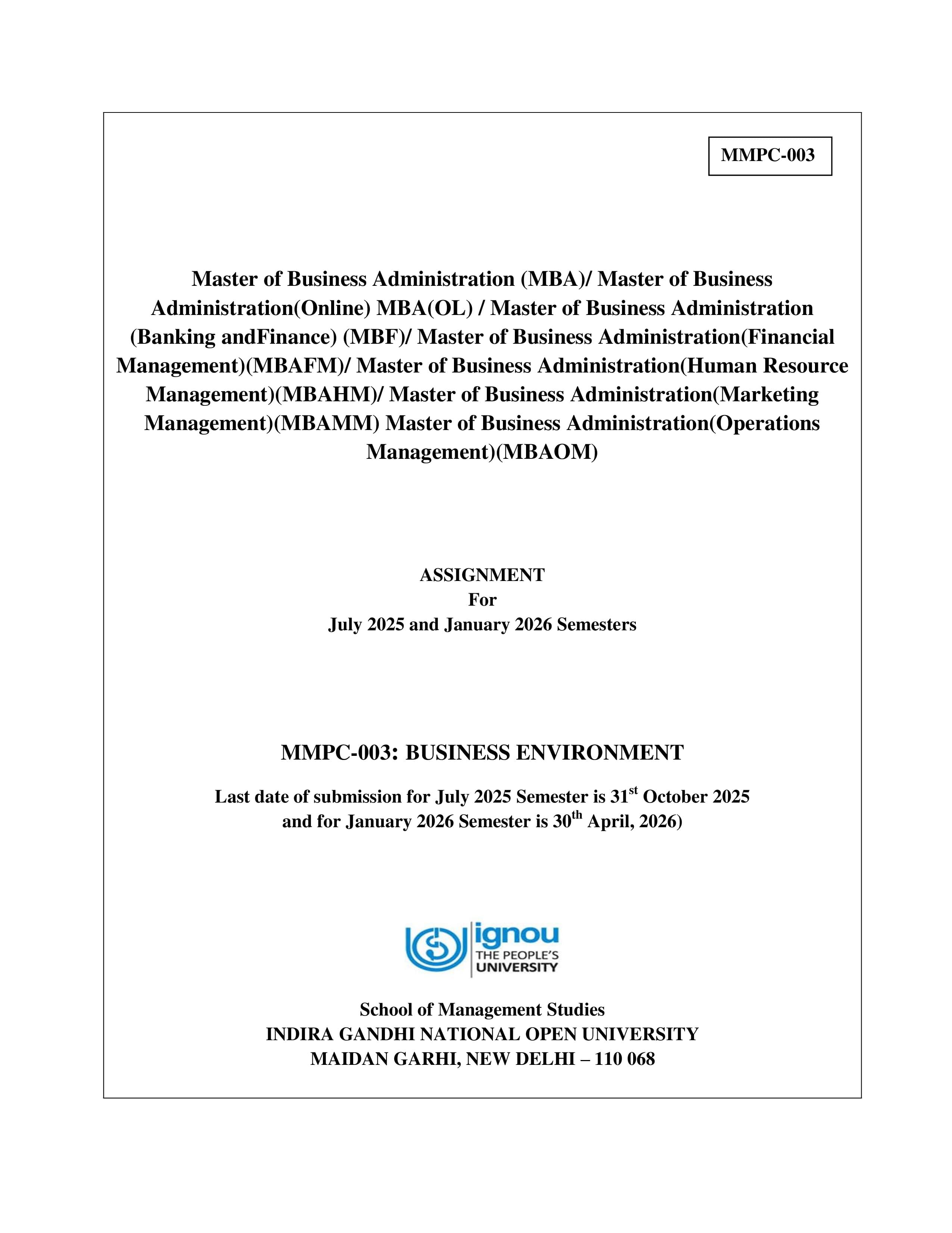 IGNOU MMPC 003 Handwritten Hardcopy Assignment 2025-2026 (English Medium)