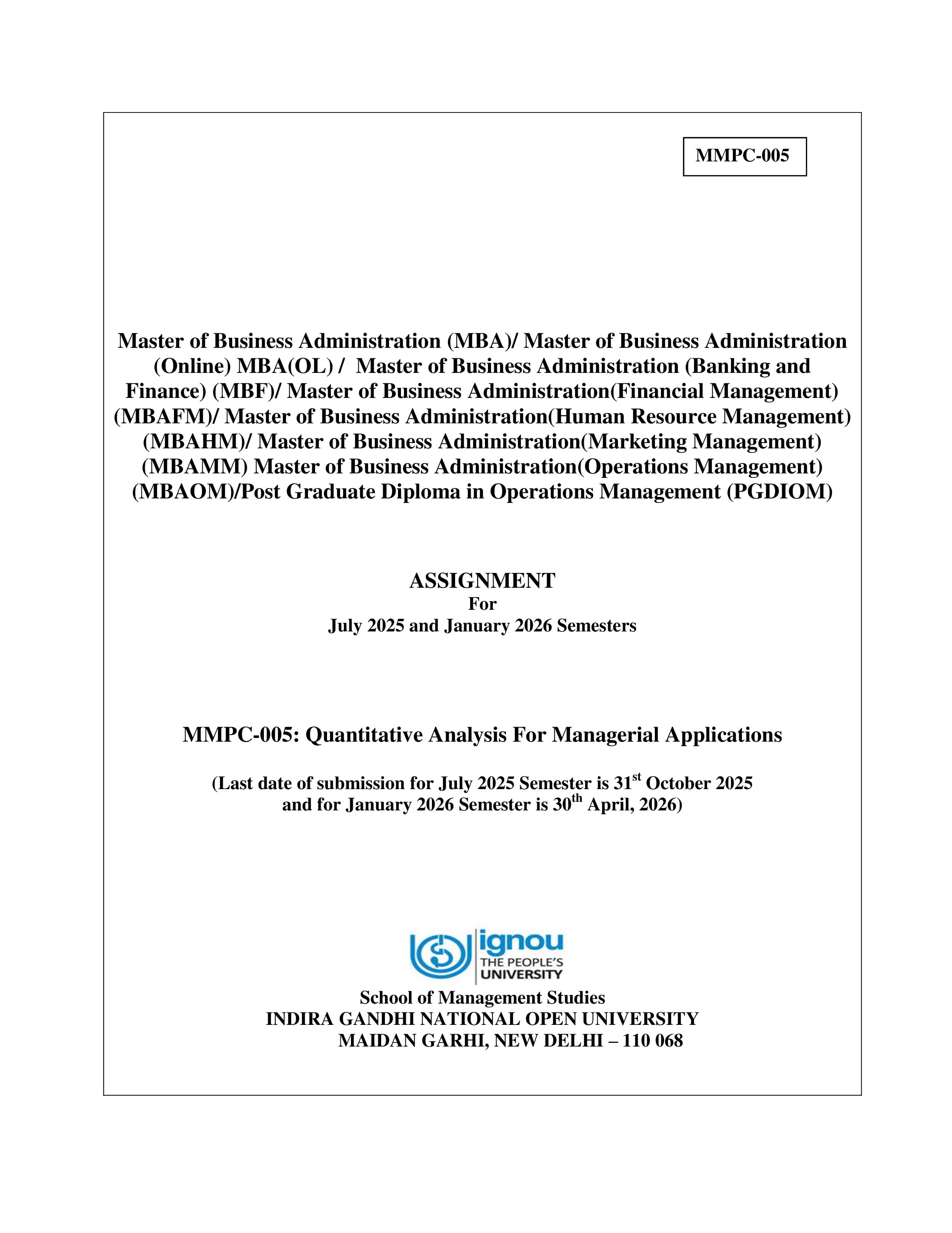 IGNOU MMPC 005 Handwritten Hardcopy Assignment 2025-2026 (English Medium)