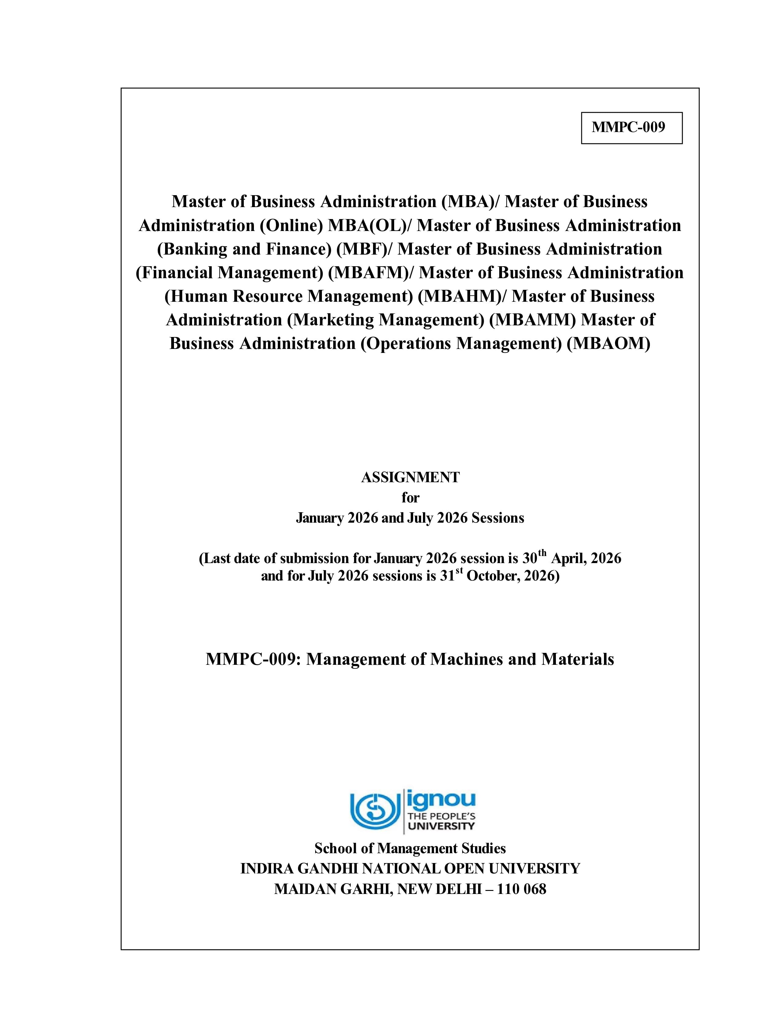 IGNOU MMPC 009 Handwritten Hardcopy Assignment 2026-26 (English Medium)