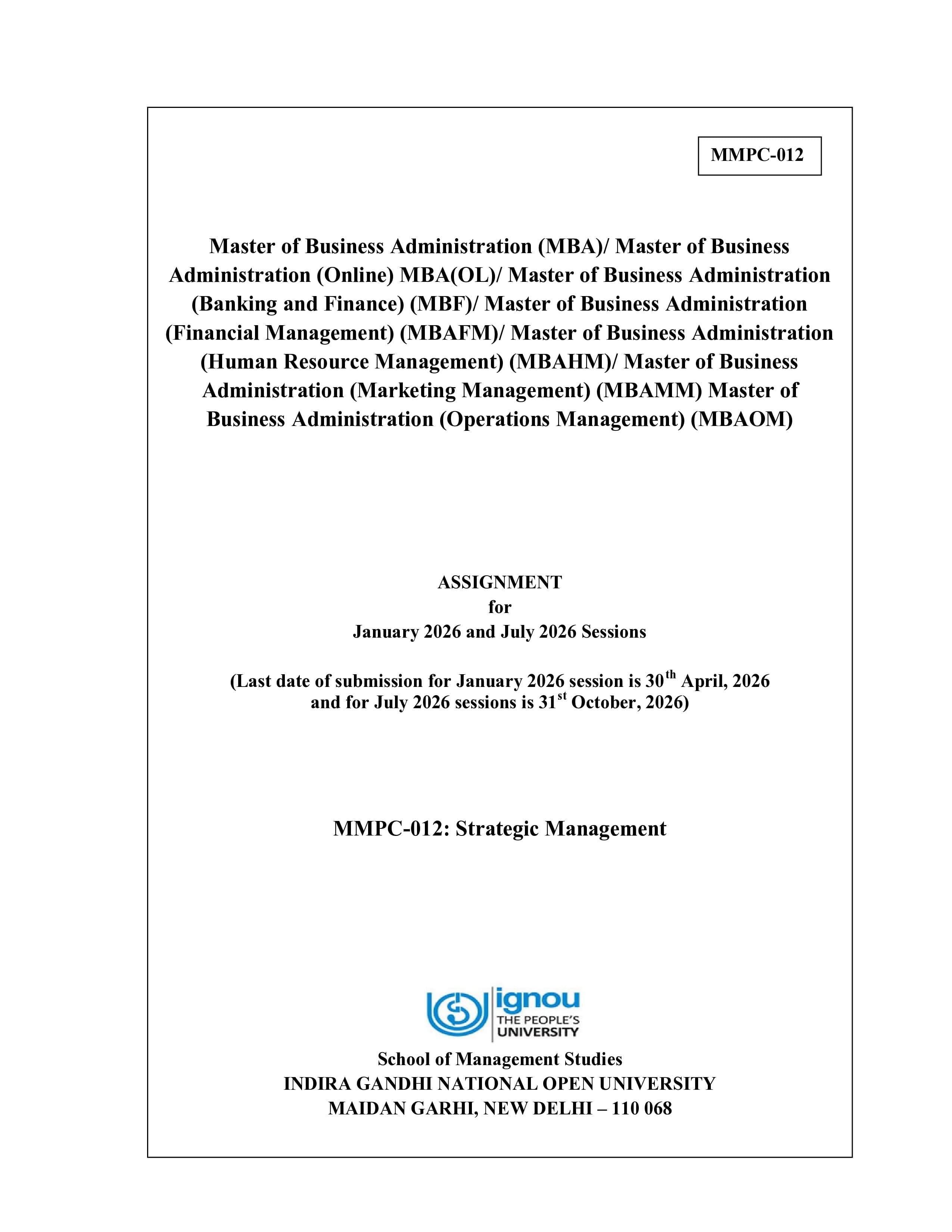 IGNOU MMPC 012 Handwritten Hardcopy Assignment 2026-26 (English Medium)