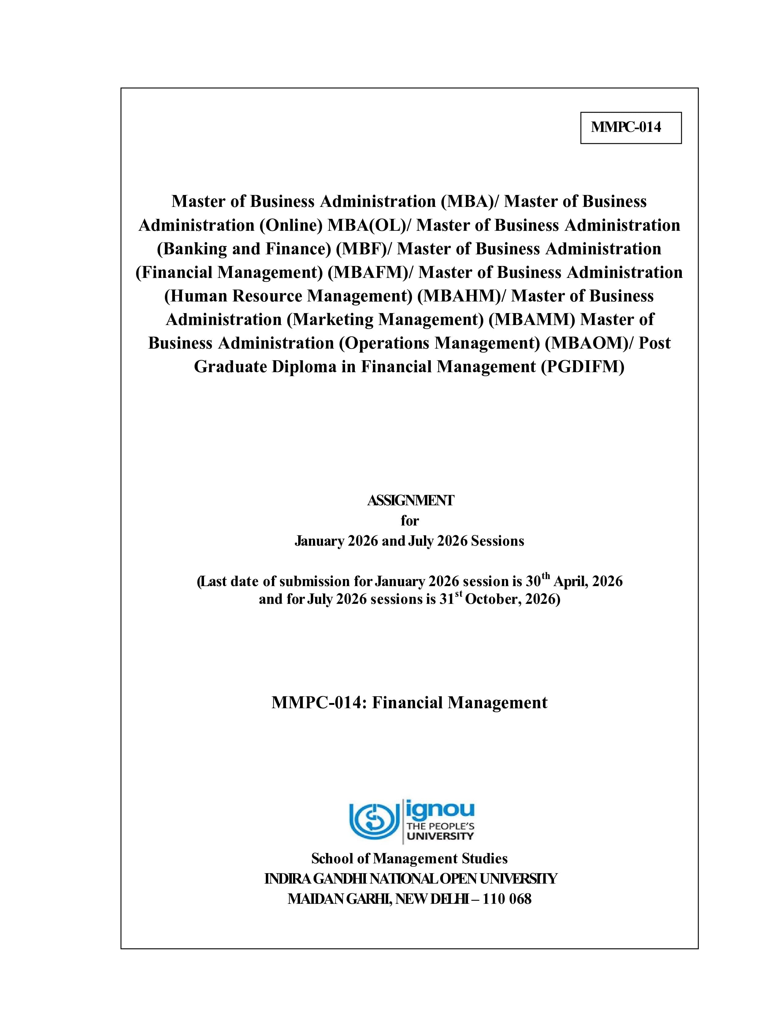 IGNOU MMPC 014 Handwritten Hardcopy Assignment 2026-26 (English Medium)