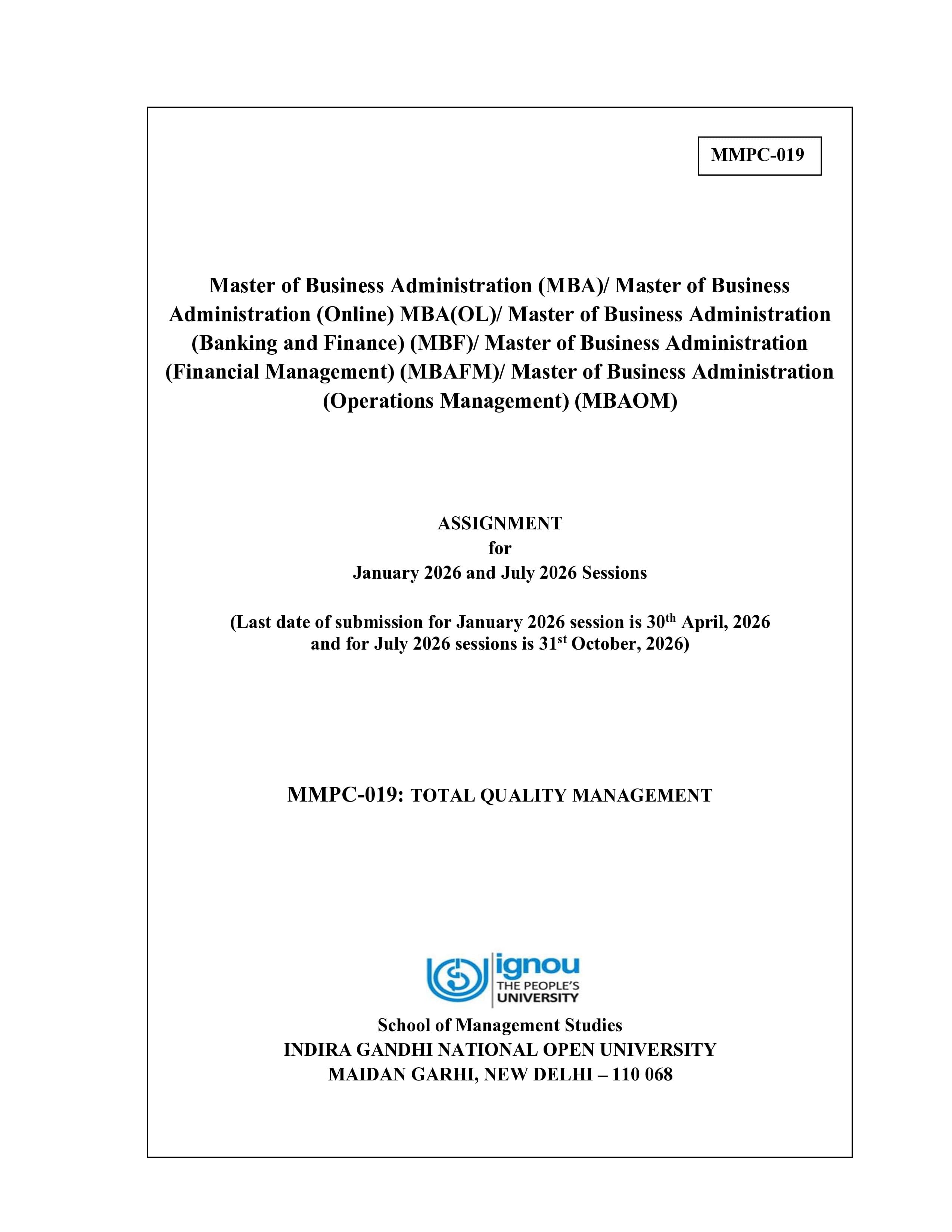 IGNOU MMPC 019 Handwritten Hardcopy Assignment 2026-26 (English Medium)