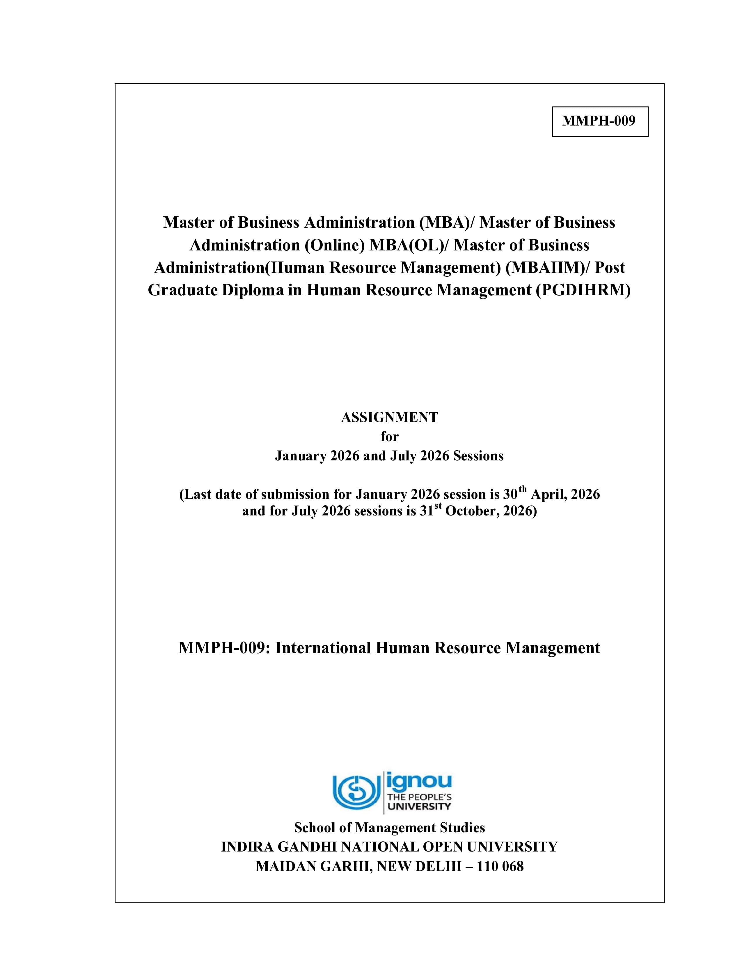 IGNOU MMPH 009 Handwritten Hardcopy Assignment 2026-26 (English Medium)